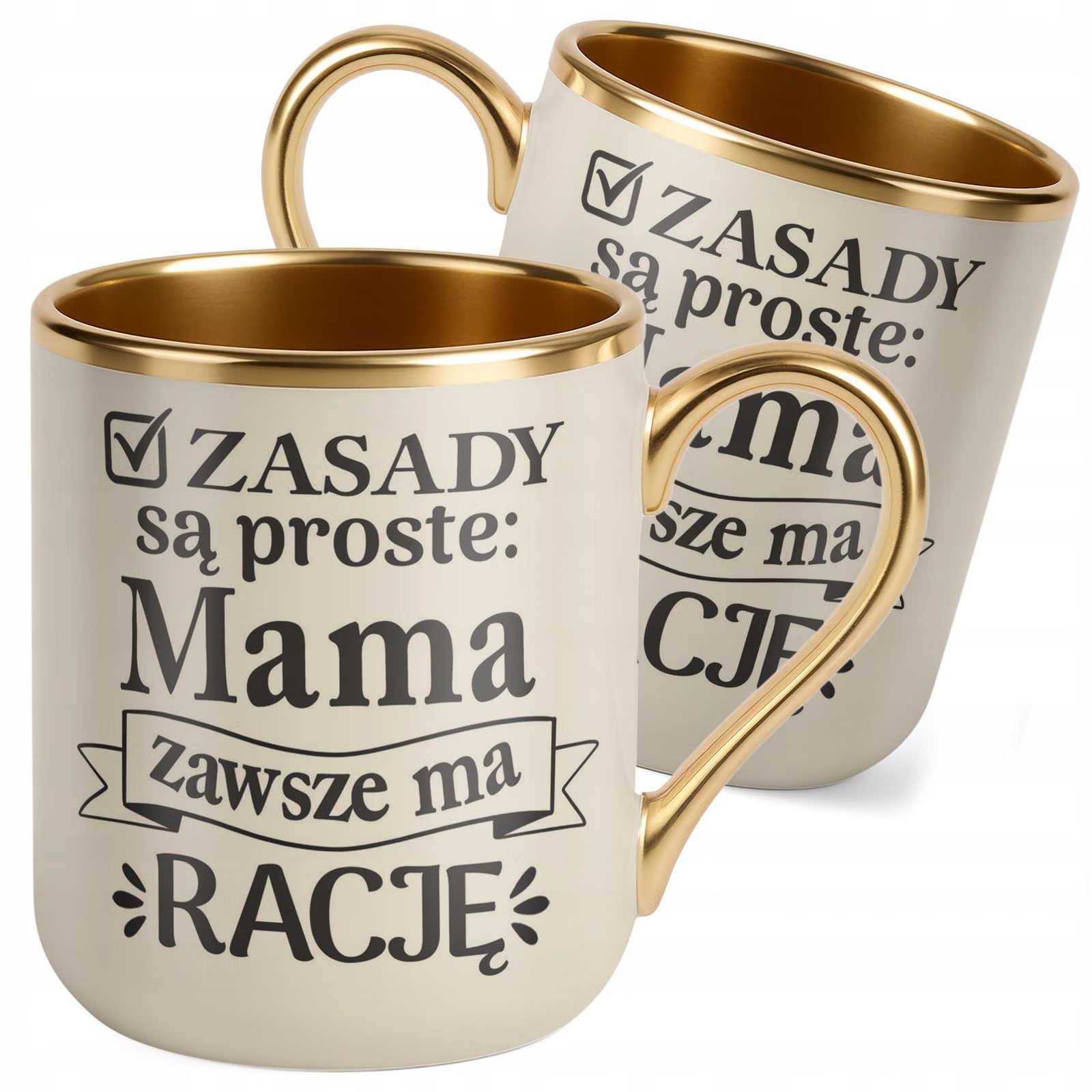 Kubek Premium Złoty Ecru Dzień Matki Dla Mamy Prezent Zasady Są Proste