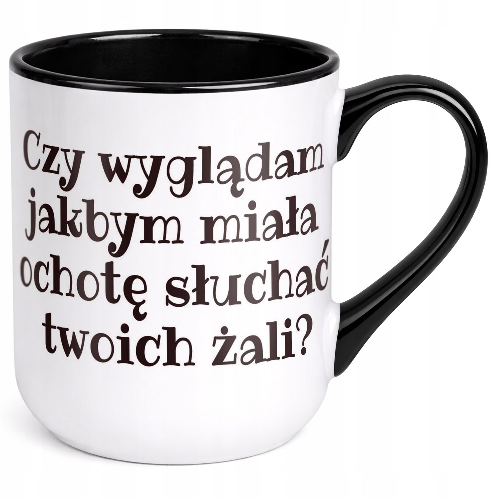 Kubek z nadrukiem Premium Czarny Czy Wyglądam Jakbym Upominek Prezent