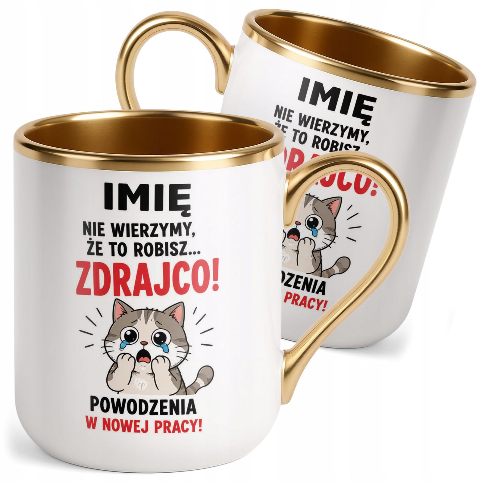 Kubek Personalizowany z nadrukiem Premium Złoty Odejście z Pracy