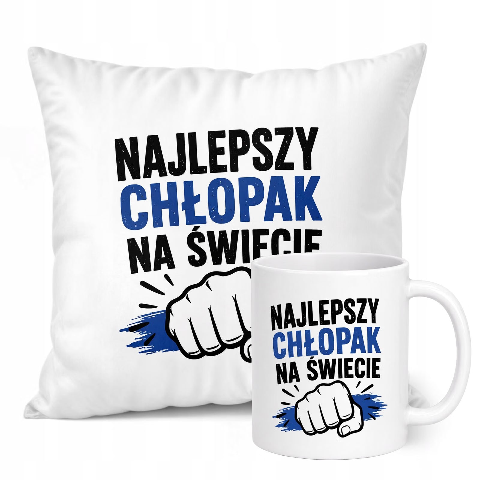 Zestaw Kubek Biały Poduszka Dzień Chłopaka Z Nadrukiem Prezent Upominek