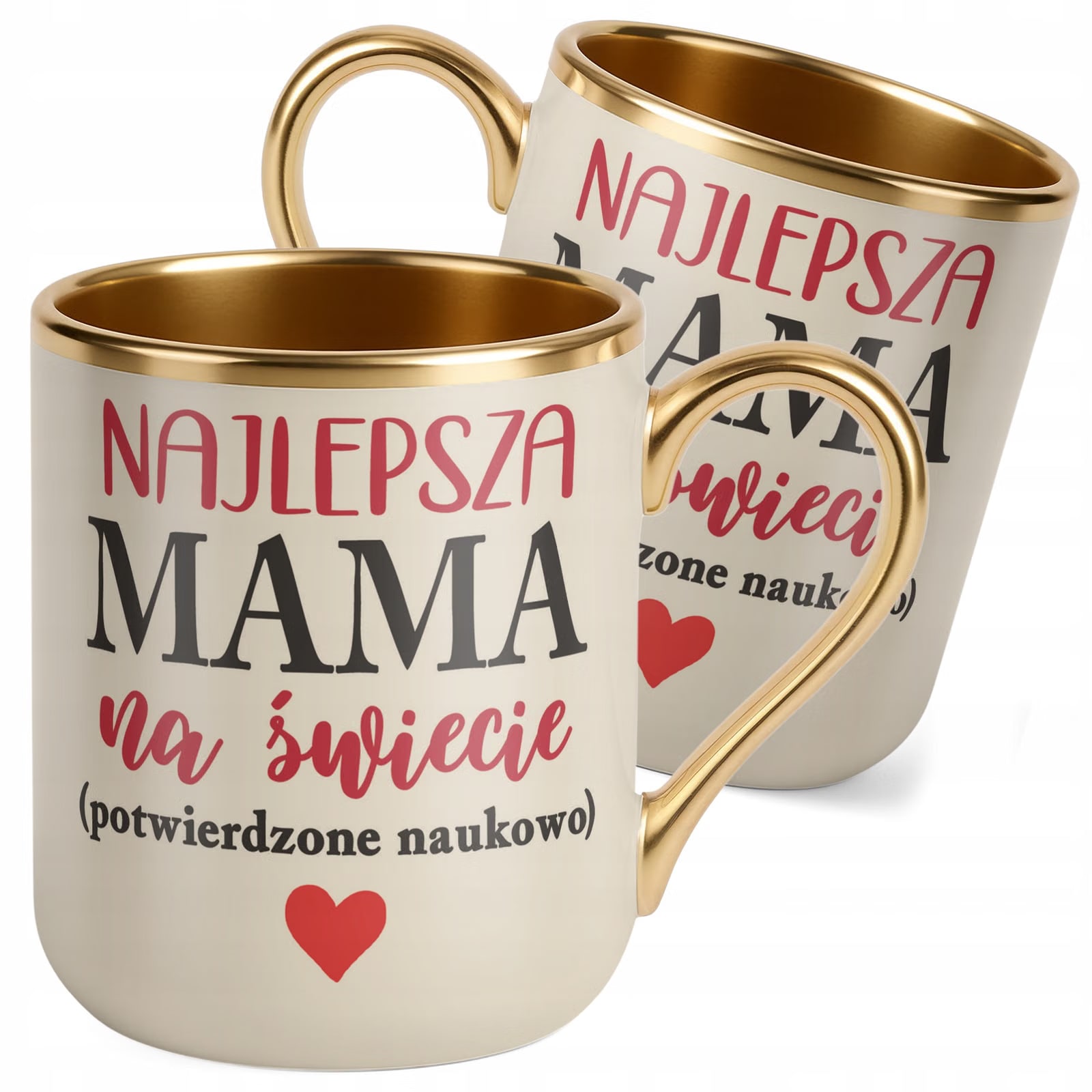 Kubek Premium Złoty Ecru Dzień Matki Prezent Najlepsza Mama na Świecie