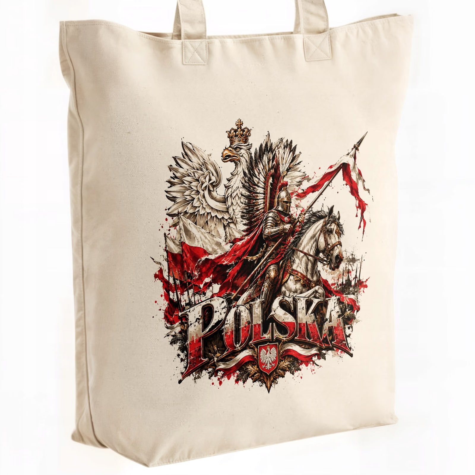 Torba shopper ecru premium patriotyczna święto niepodległości z nadrukiem