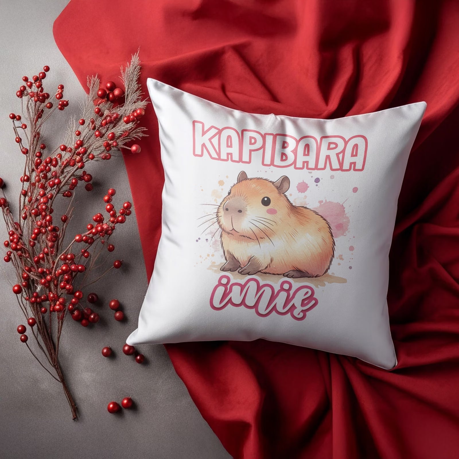 Poduszka 38x38cm Personalizowana Kapibara Capybara Zwierzak Dla Dzieci