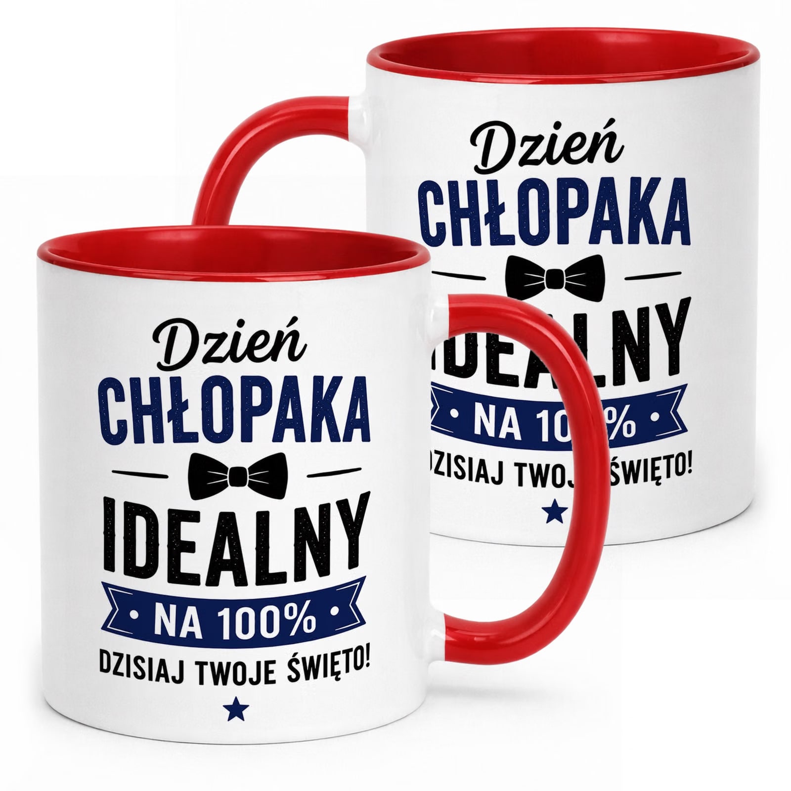 Czerwony Kubek z nadrukiem Dzień Chłopaka Mężczyzny Upominek Prezent