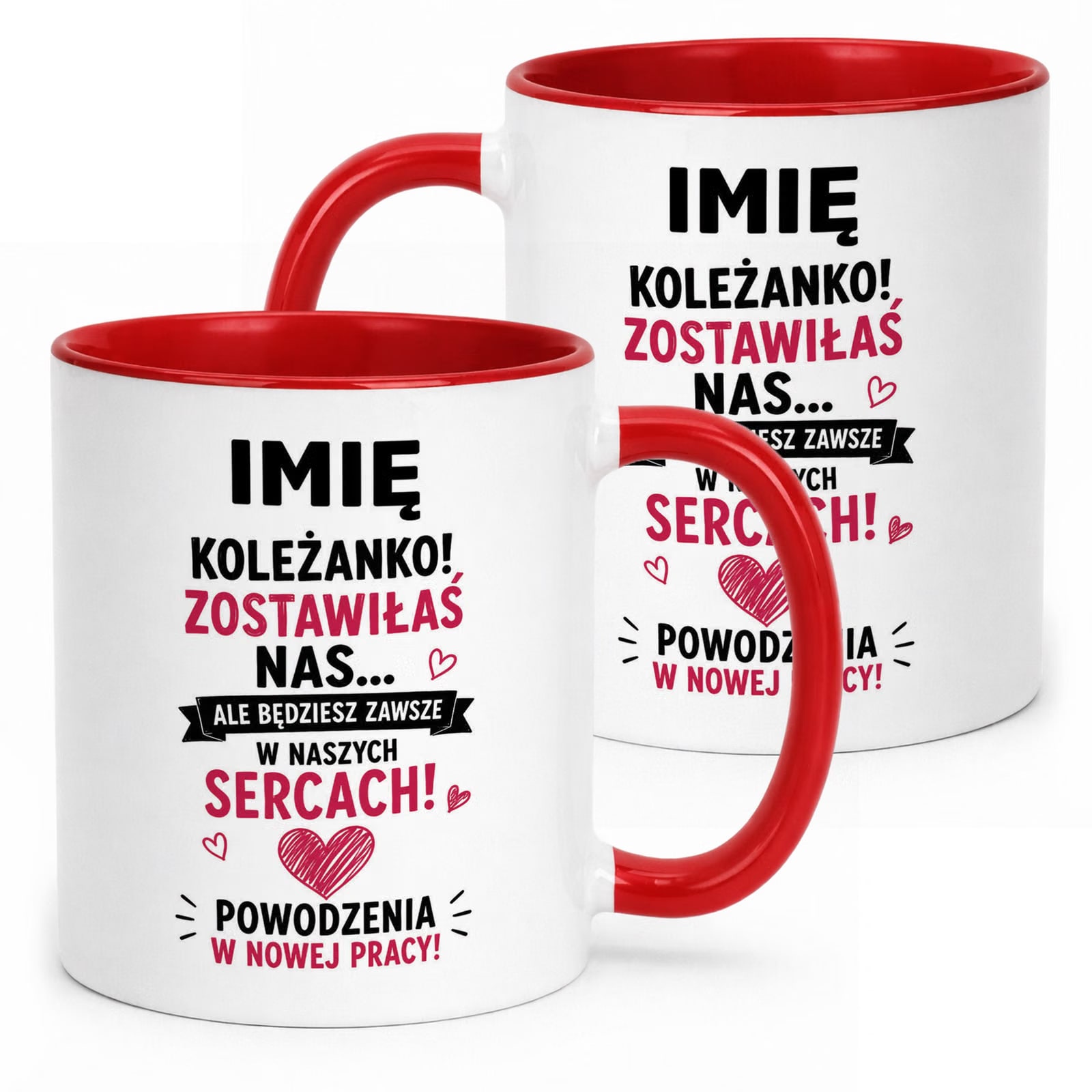 Kubek Czerwony Personalizowany z Nadrukiem Pożegnanie Odejście z Pracy