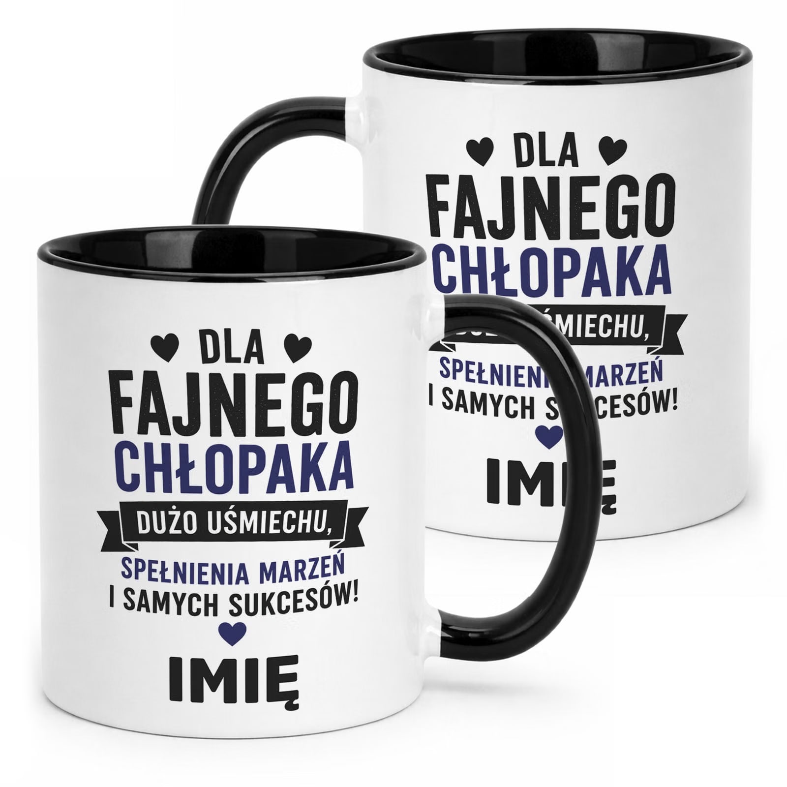 Czarny Kubek personalizowany z nadrukiem Dzień Chłopaka Mężczyzny Prezent