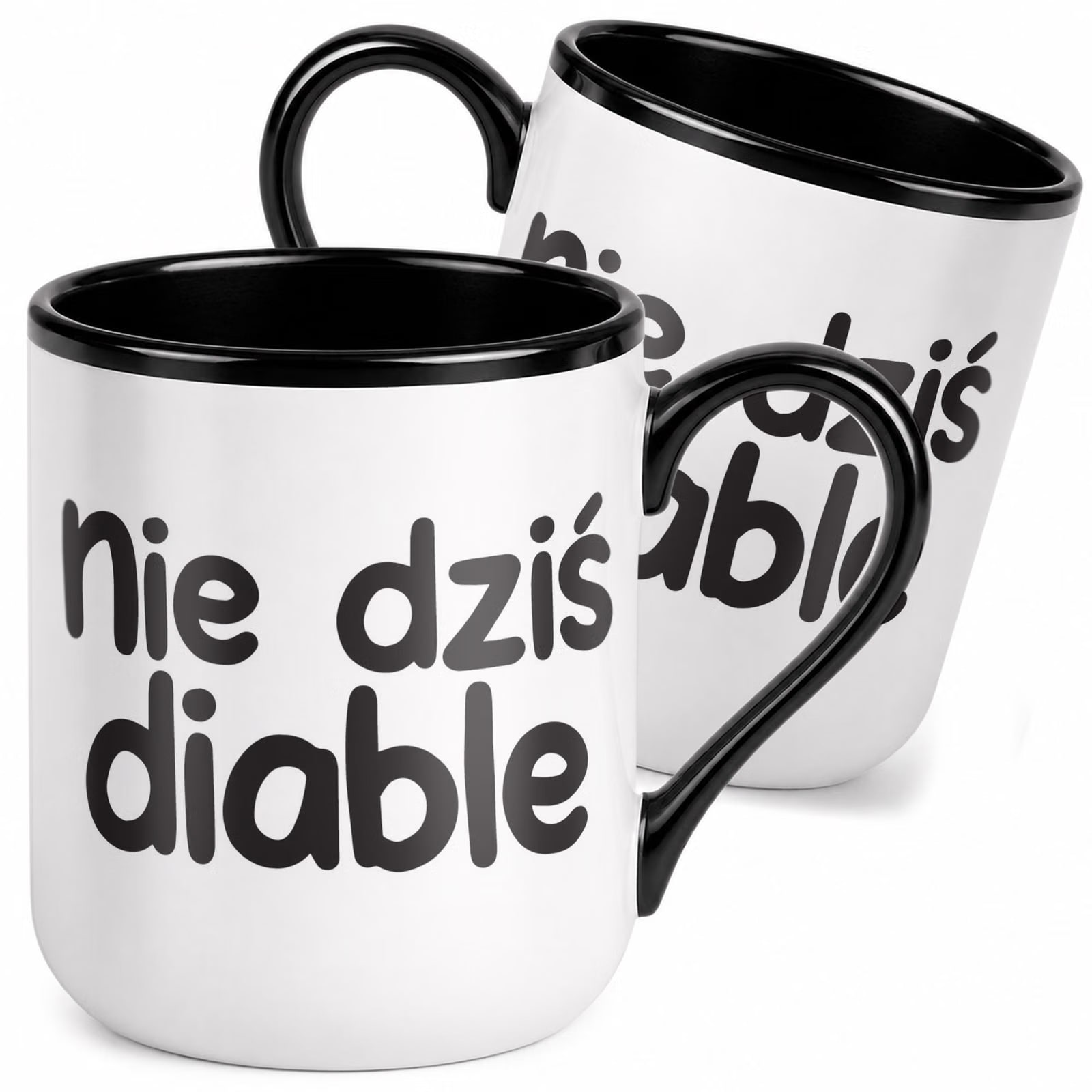 Kubek z nadrukiem Premium Czarny Nie Dziś Diable Upominek Prezent