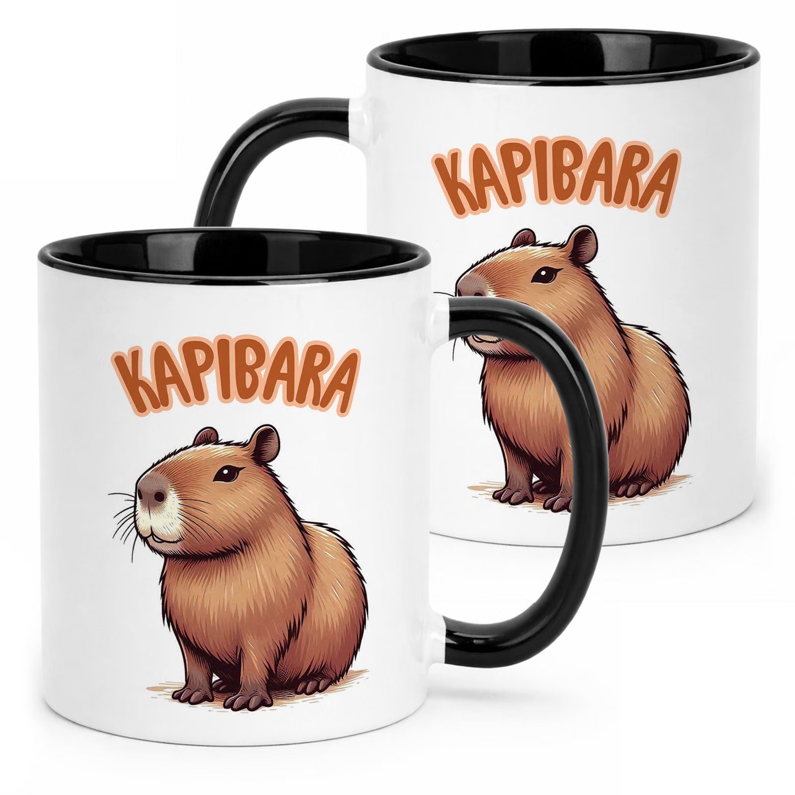 Kubek Czarny Kapibara Capybara Zwierzak Słodki Dla Dzieci Prezent