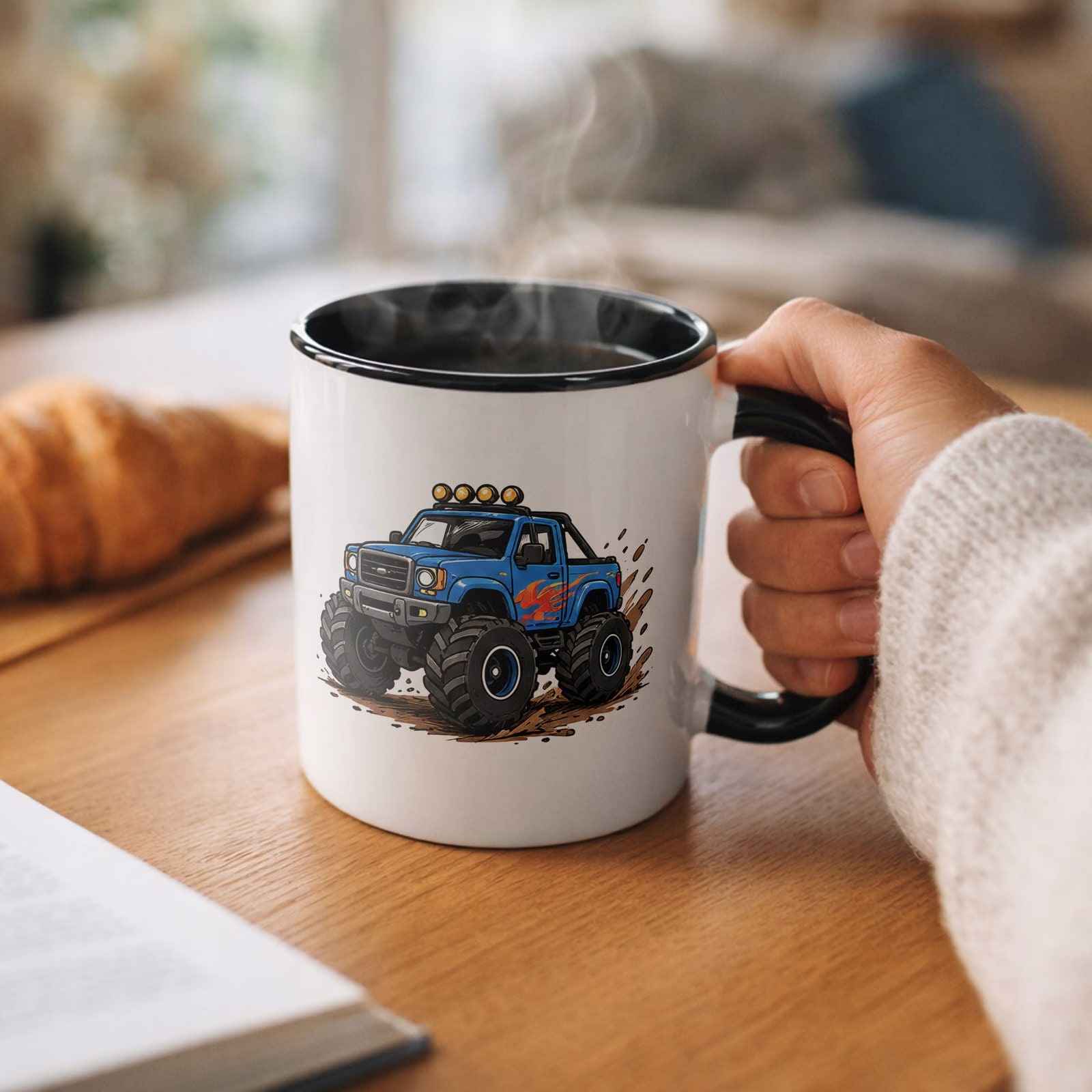 Kubek Czarny z nadrukiem Monster Truck Dla Dzieci Prezent Upominek