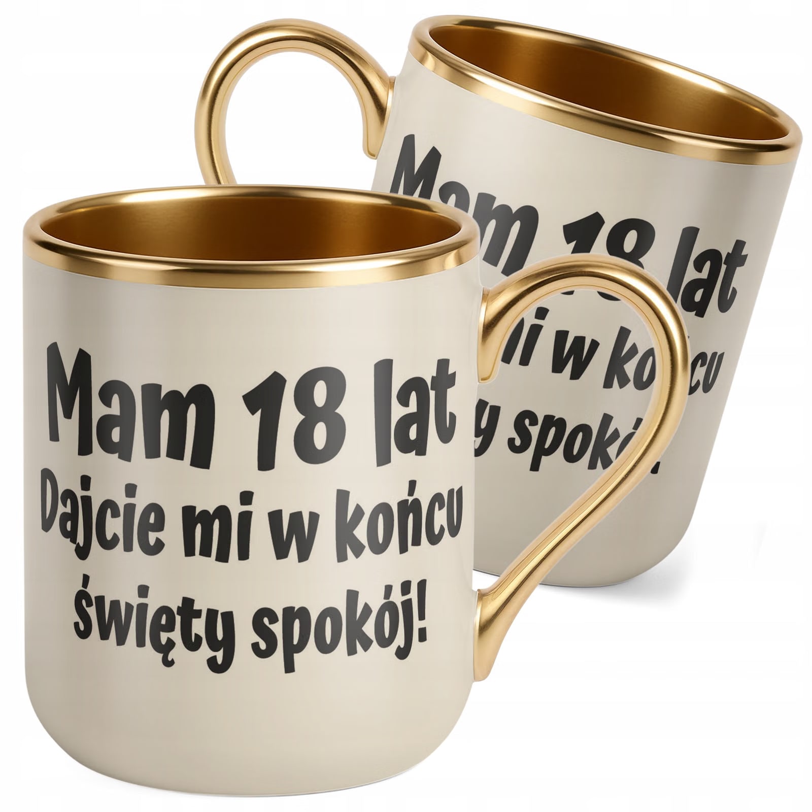 Kubek Premium Złoty Ecru Mam 18 Lat Na Urodziny Prezent Upominek