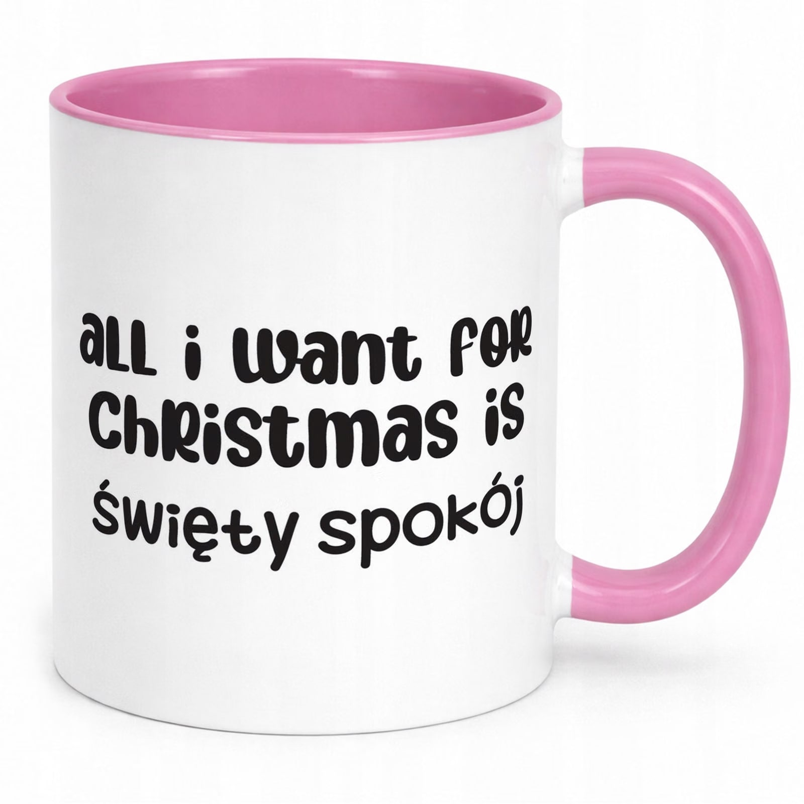 Kubek Różowy z Nadrukiem Boże Narodzenie All I Want For Christmas Prezent