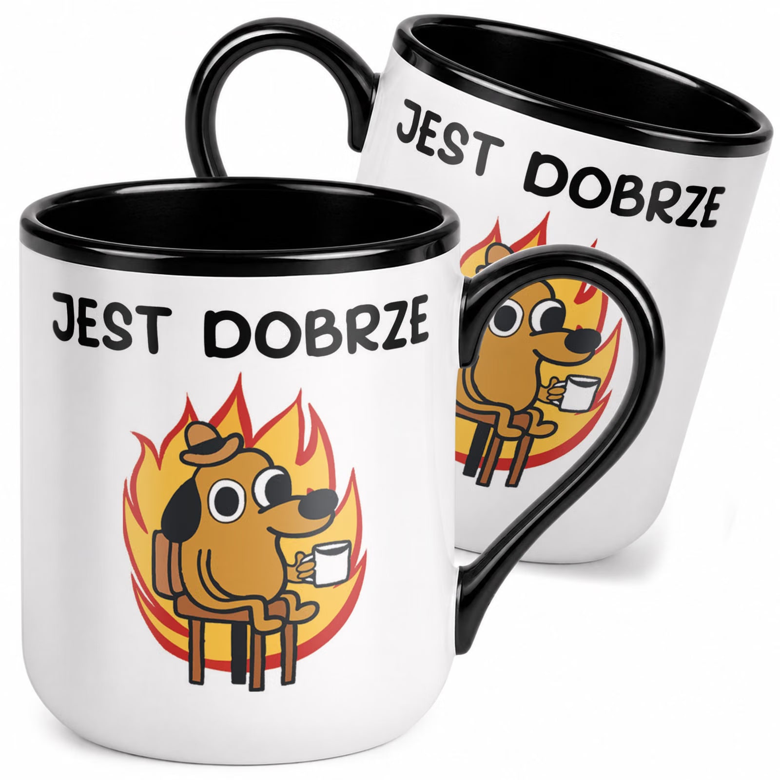 Kubek z nadrukiem Premium Czarny Jest Dobrze Upominek Prezent