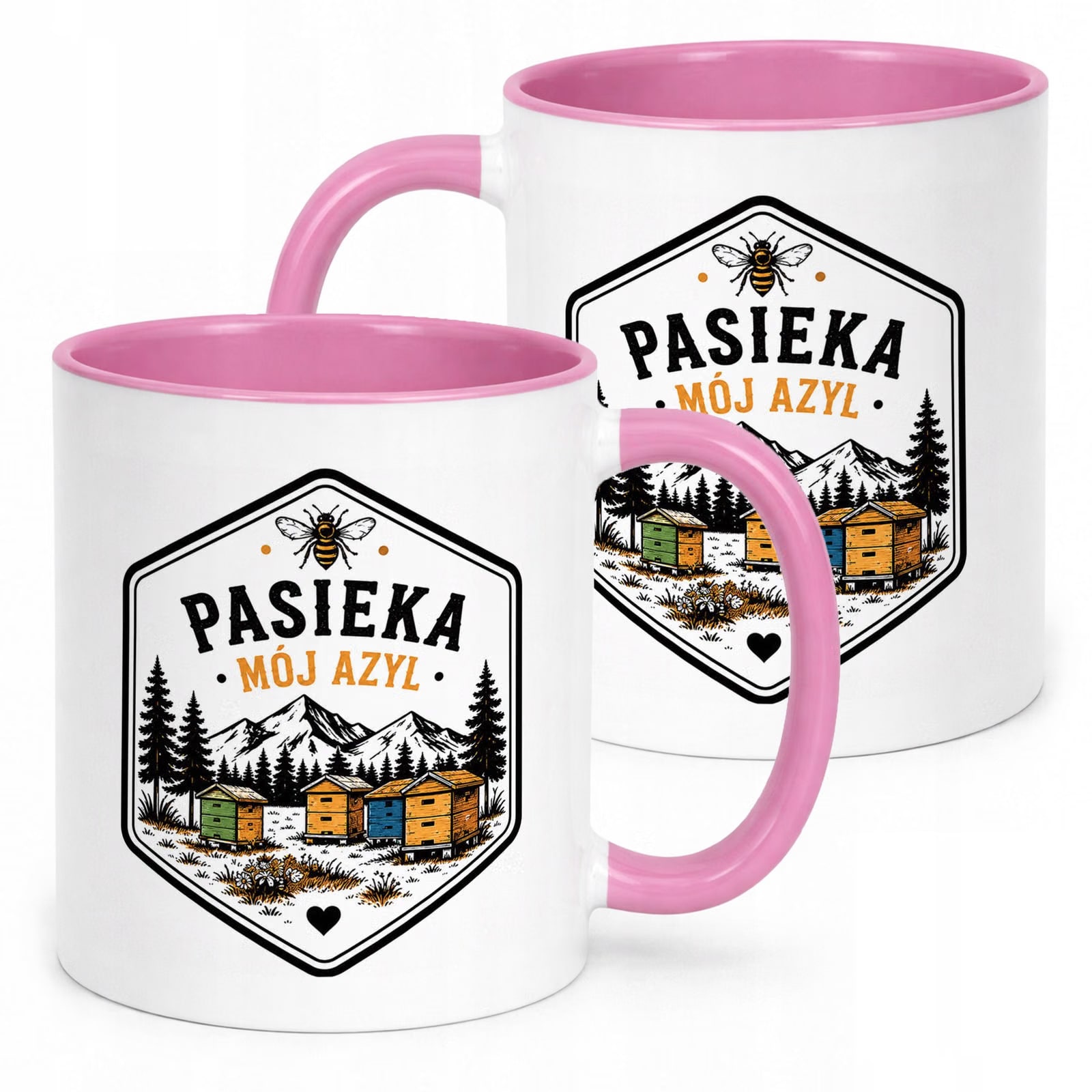 Różowy Kubek z nadrukiem Dla Pszczelarza Szef Pasieki Upominek Prezent
