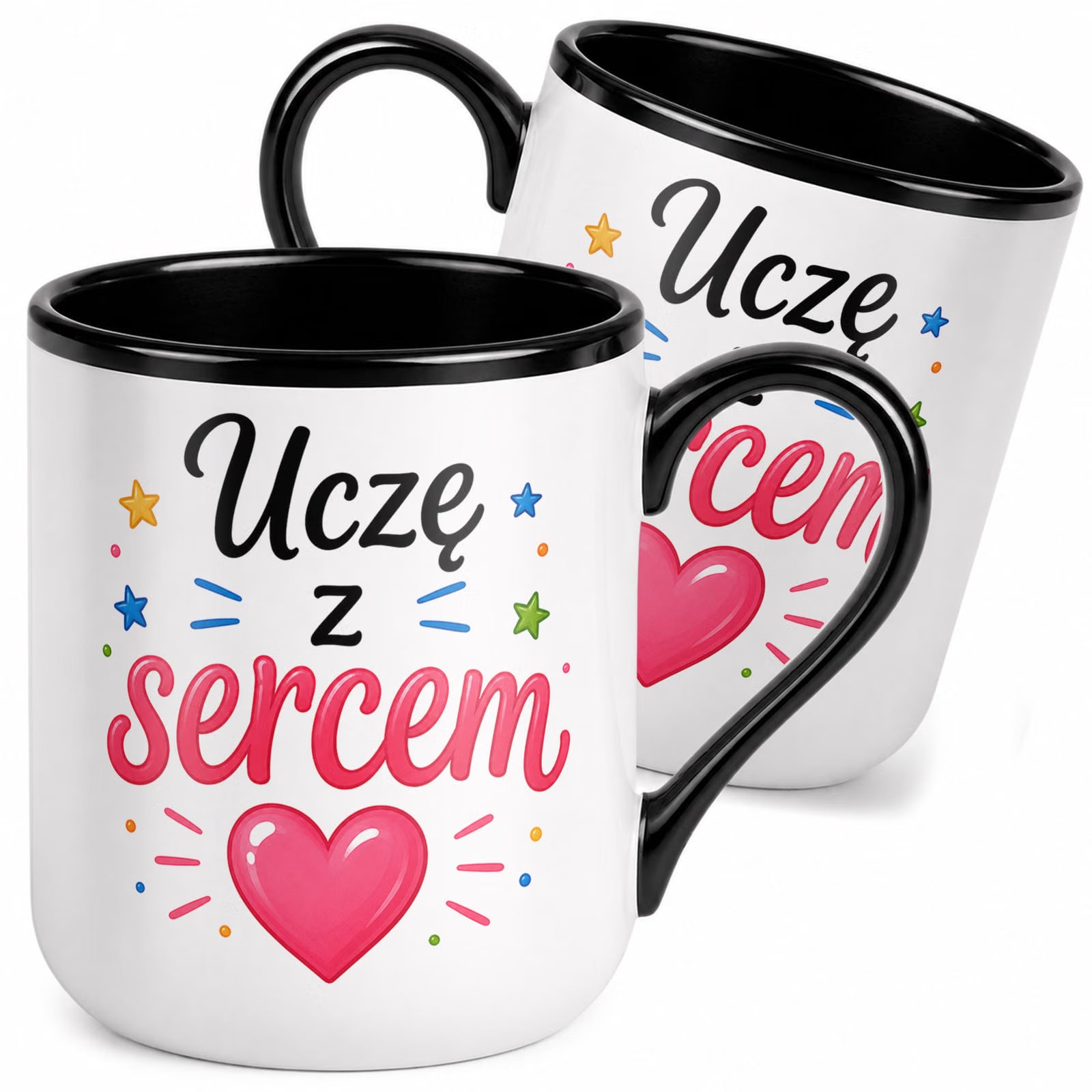 Kubek z nadrukiem Premium Czarny Dzień Nauczyciela Upominek Prezent
