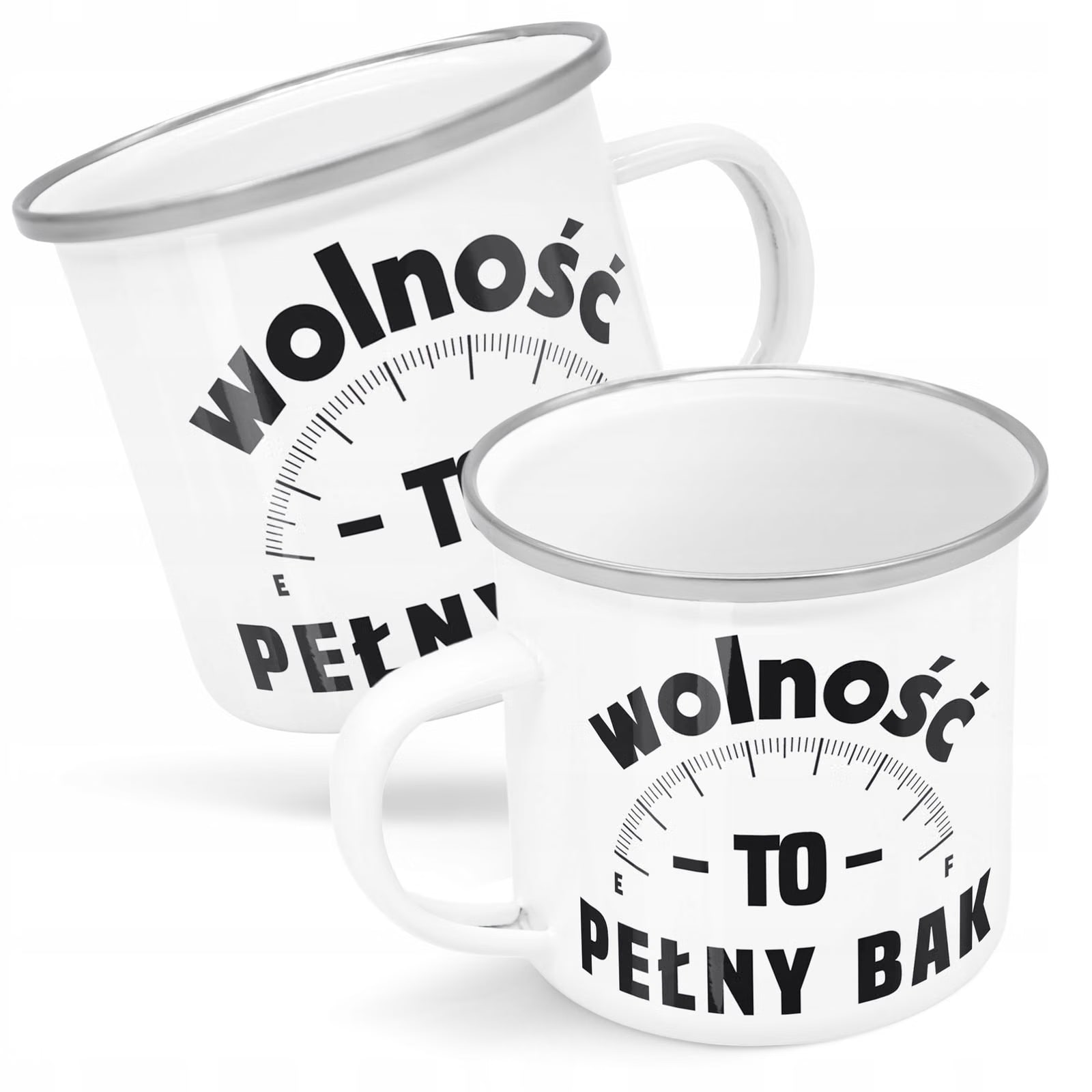 Kubek Emaliowany Wolność To Pełny Bak Dla Fanów z Nadrukiem Biały Metalowy