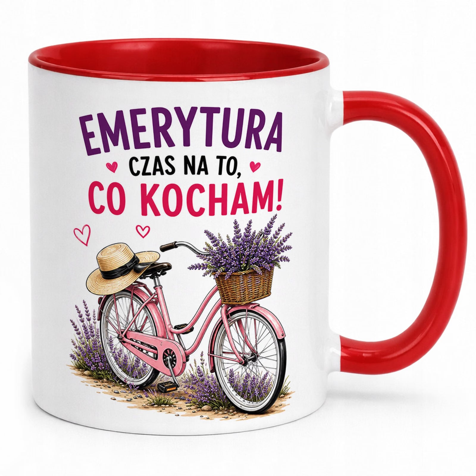 Kubek Czerwony z nadrukiem Emerytura Dla Emerytki Upominek Prezent