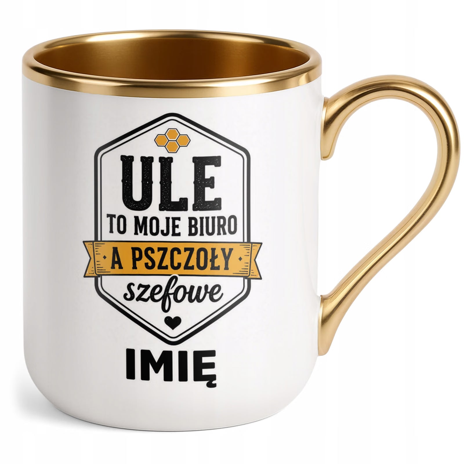 Kubek Personalizowany z nadrukiem Premium Złoty Dla Pszczelarza Prezent