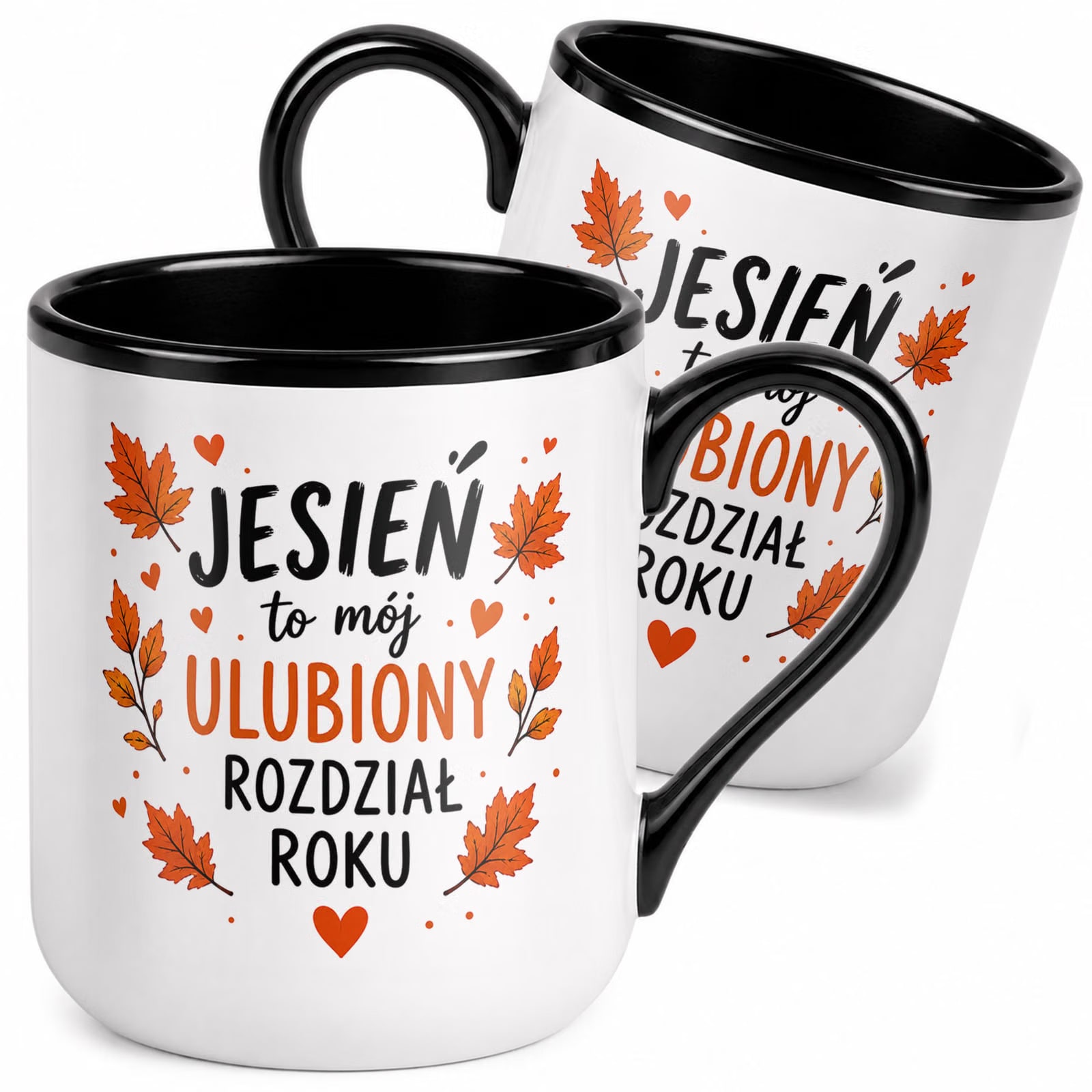 Kubek z nadrukiem Premium Czarny Jesienny Jesień Upominek Prezent