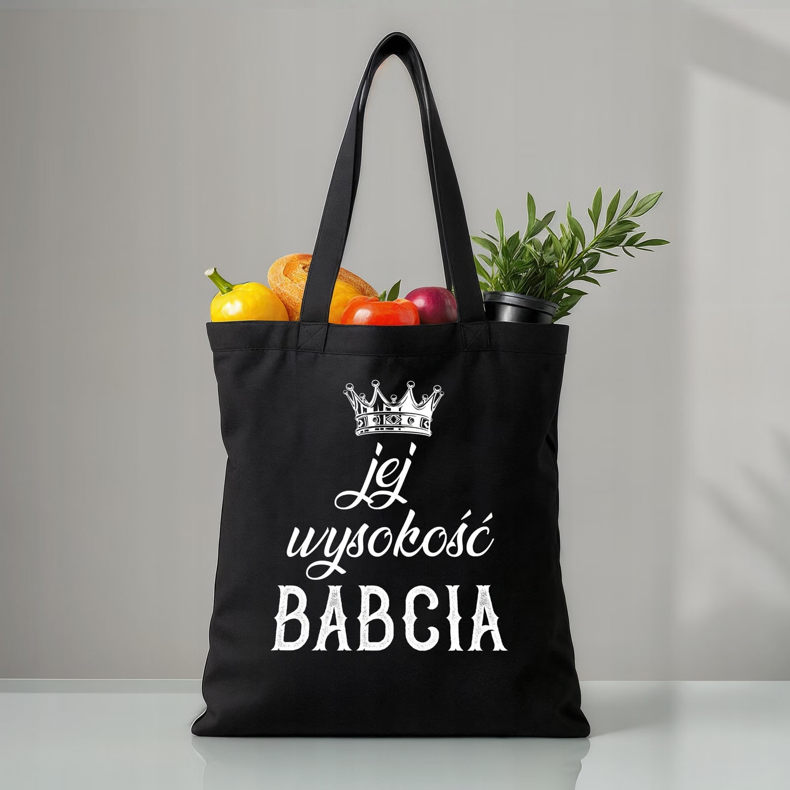 Torba bawełniana czarna Dzień Babci Prezent Upominek