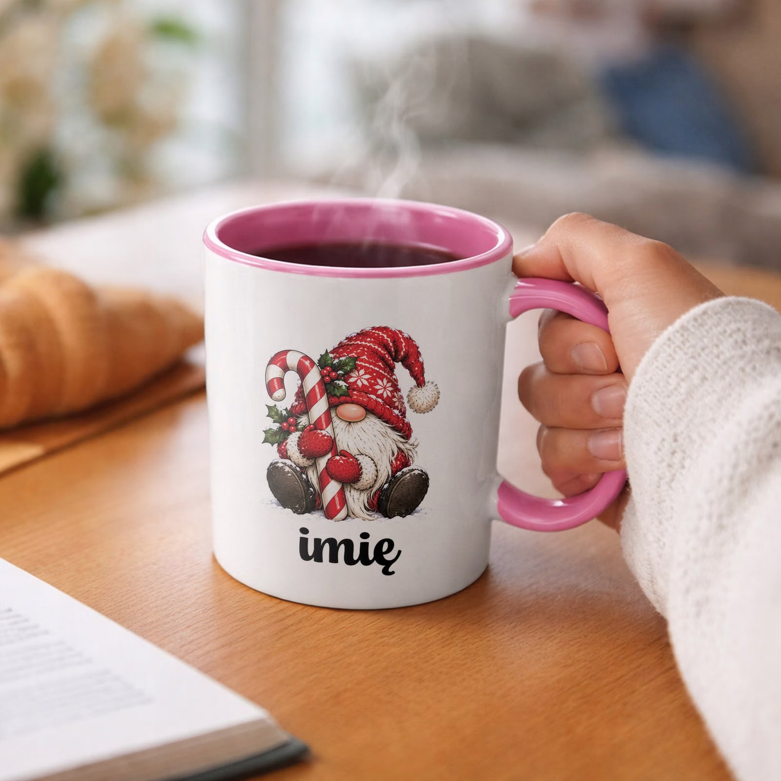 Kubek Różowy Personalizowany z Nadrukiem Boże Narodzenie Święta Prezent