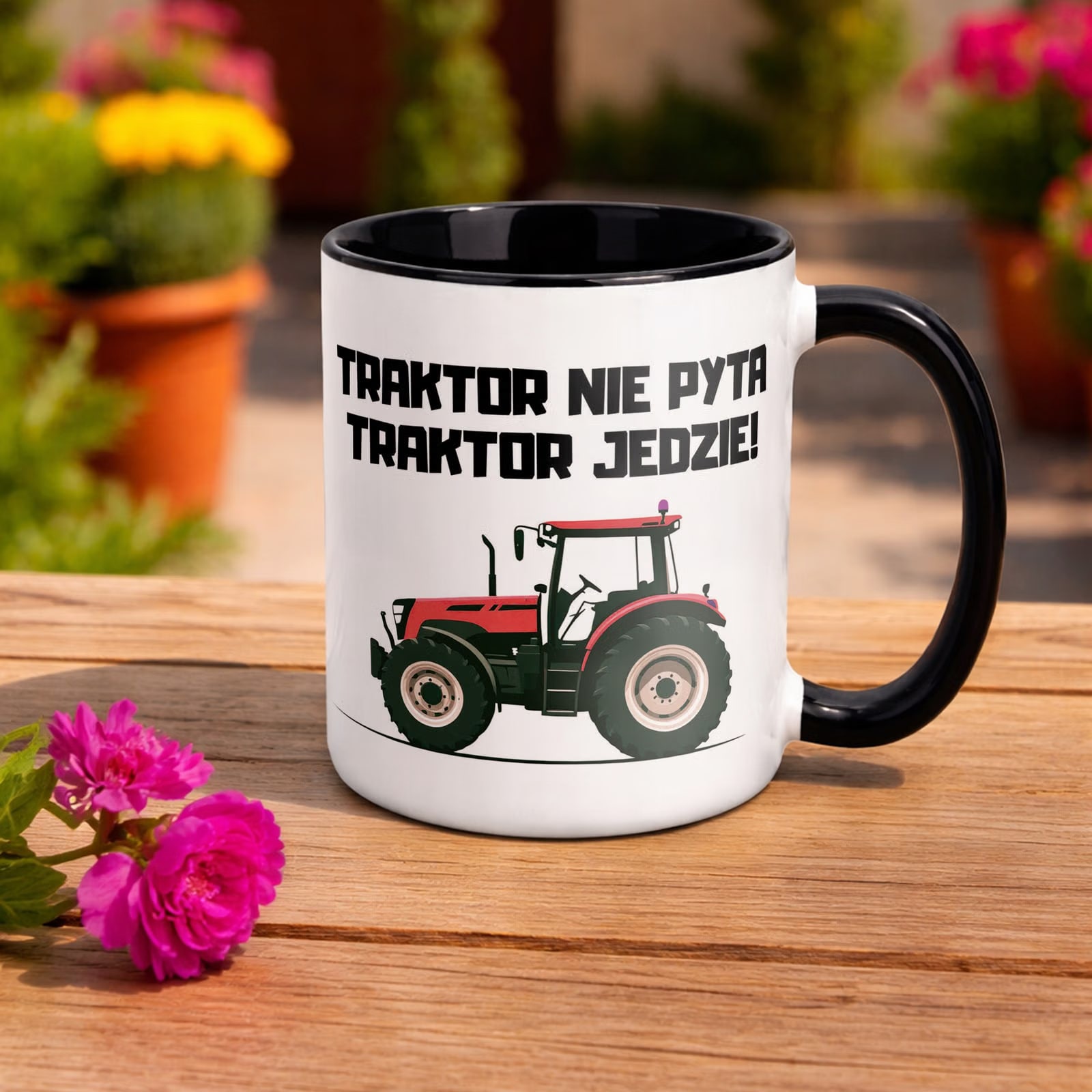 Kubek Czarny Rolnik Dla Rolnika Traktor Zabawny Prezent Upominek