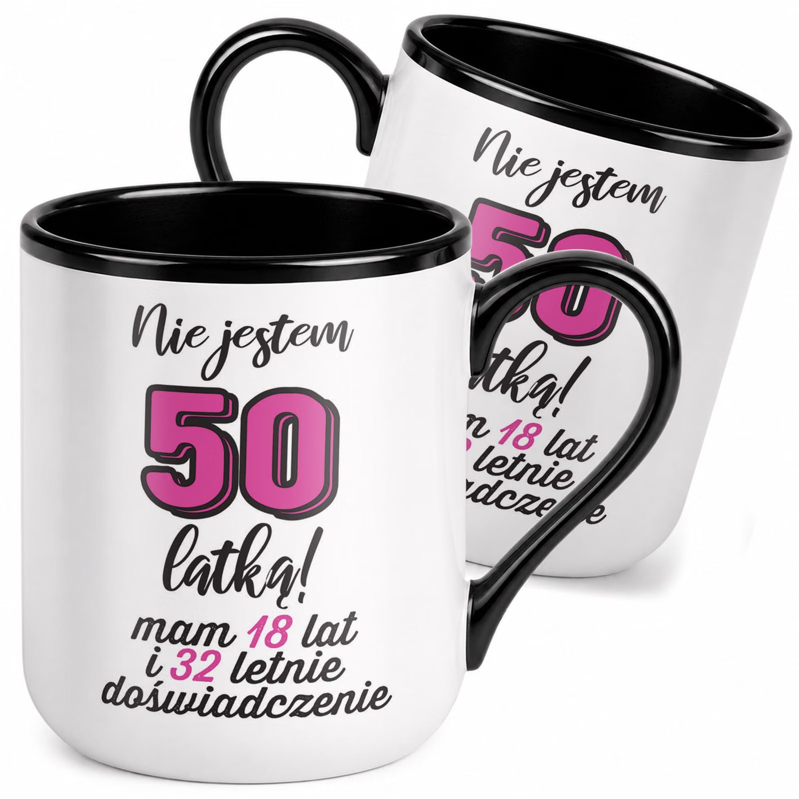 Kubek z nadrukiem Premium Czarny Na 50 Urodziny Upominek Prezent