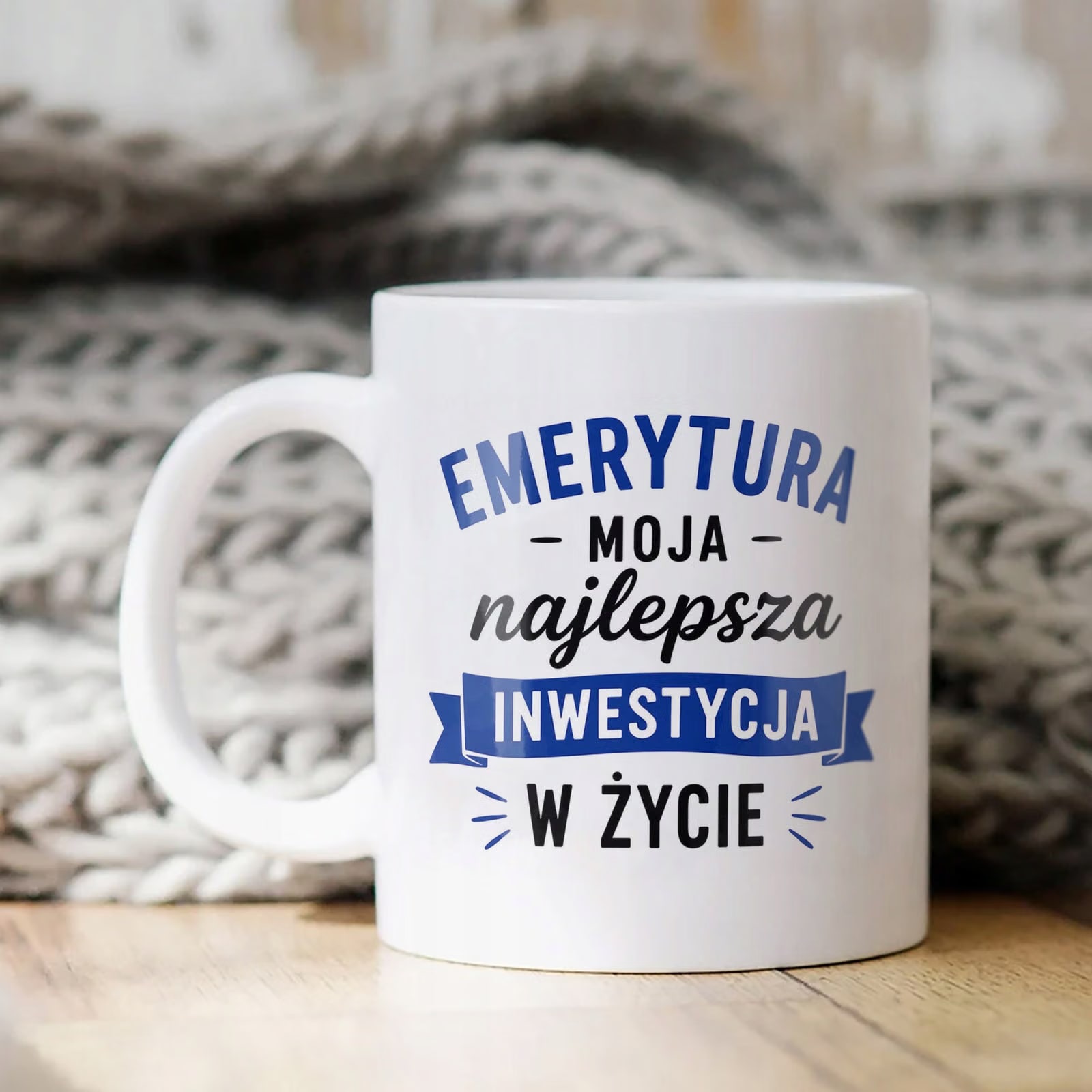Biały Kubek z nadrukiem Emerytura Dla Emeryta Upominek Prezent