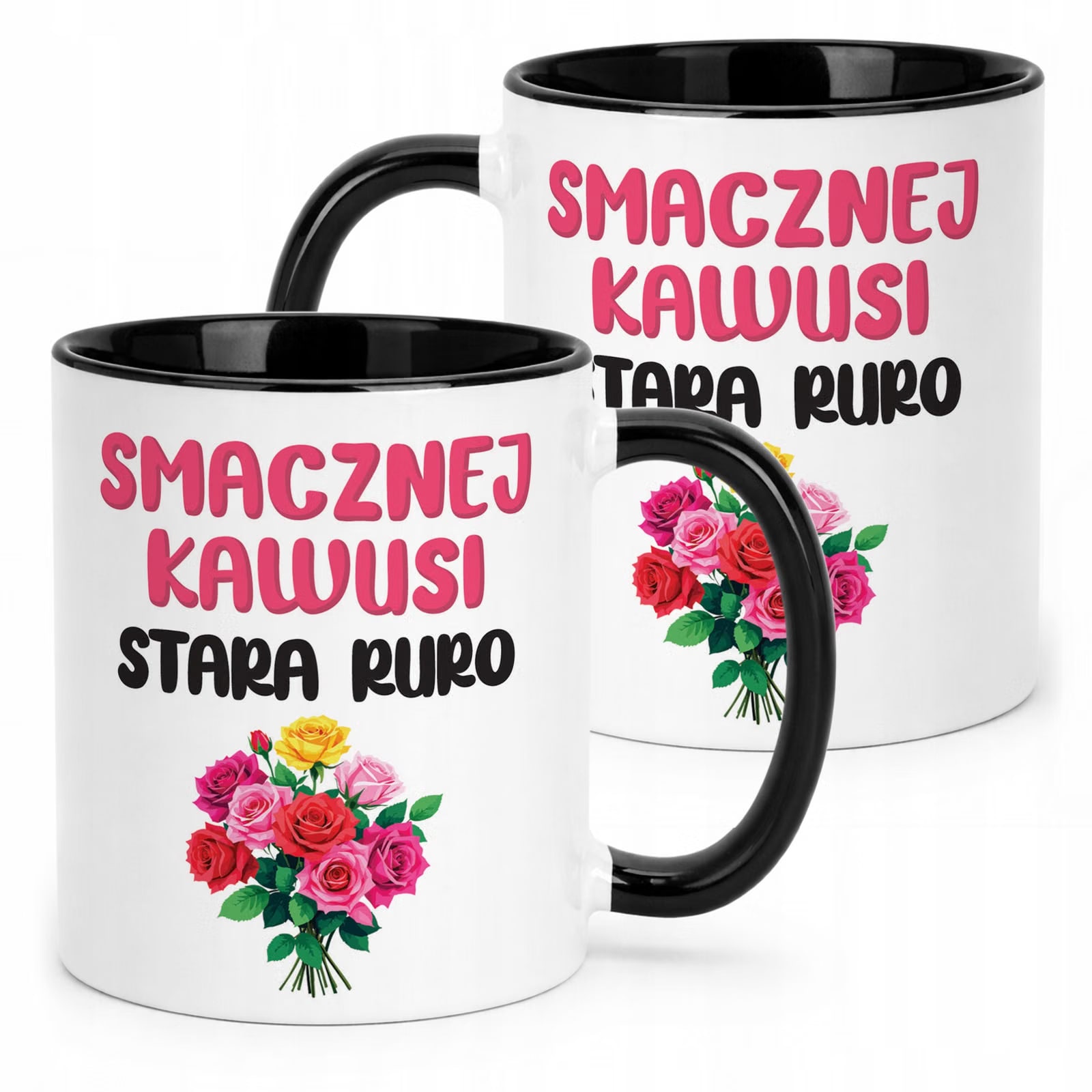 Kubek Czarny Smacznej Kawus Stara Ruro Śmieszny Zabawny Prezent