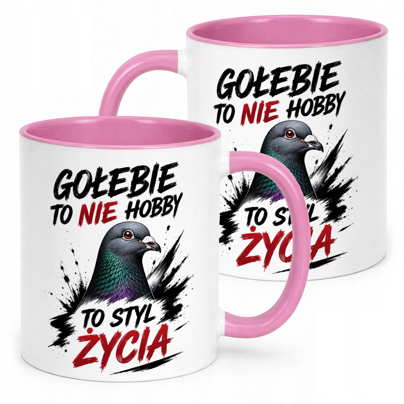 Różowy Kubek z nadrukiem Dla Gołębiarza Hodowcy Gołębi Upominek Prezent