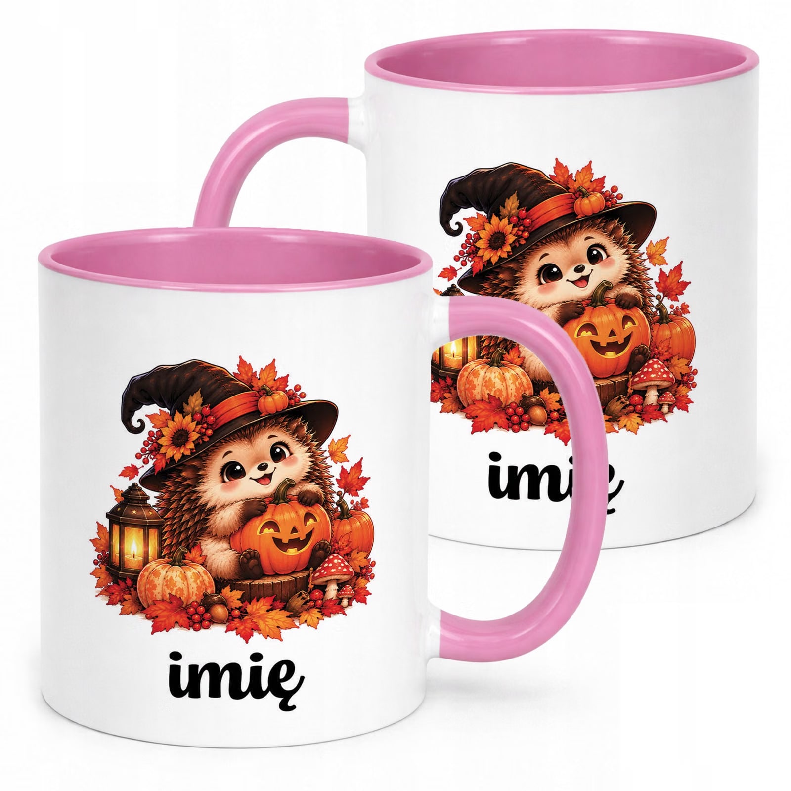 Kubek Różowy Personalizowany z Nadrukiem Halloween Jesień Prezent Upominek