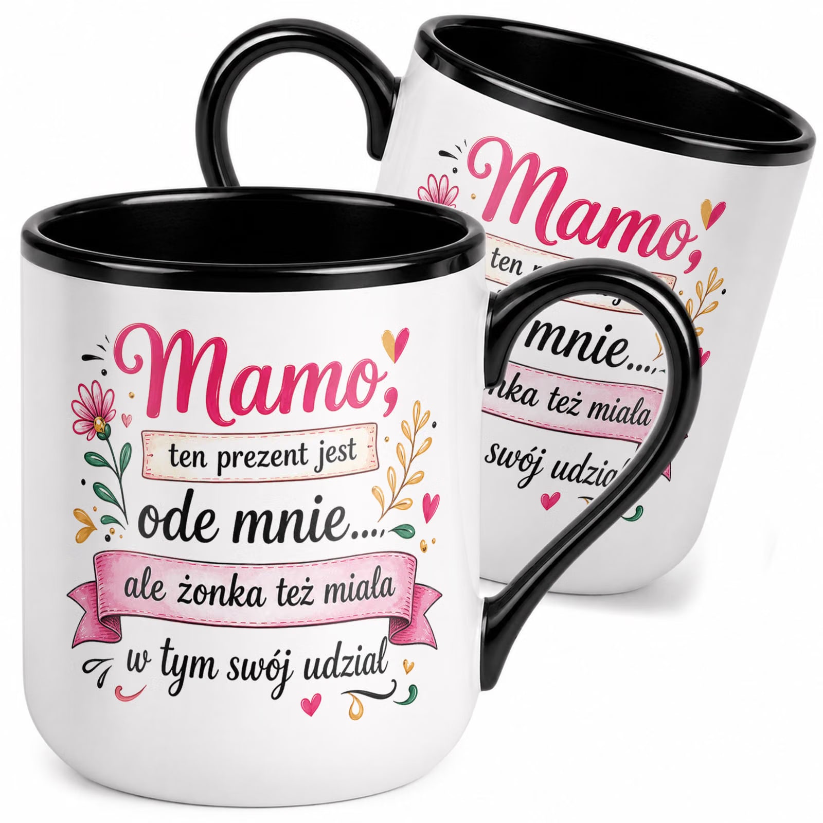 Kubek z nadrukiem Premium Czarny Dla Mamy Dzień Matki Upominek Prezent