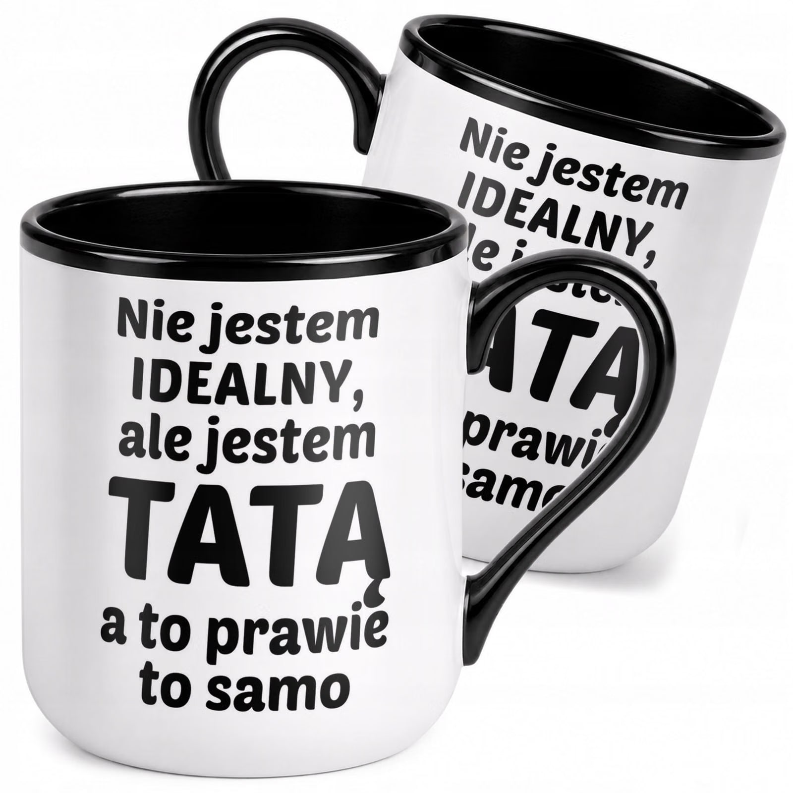 Kubek z nadrukiem Premium Czarny Dla Taty Dzień Ojca Upominek Prezent