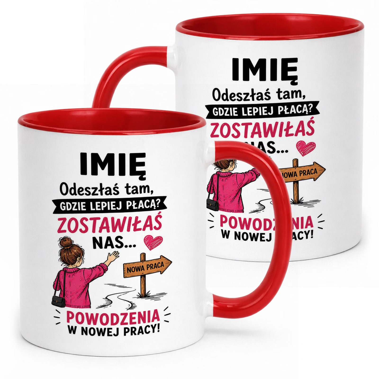 Kubek Czerwony Personalizowany z Nadrukiem Pożegnanie Odejście z Pracy