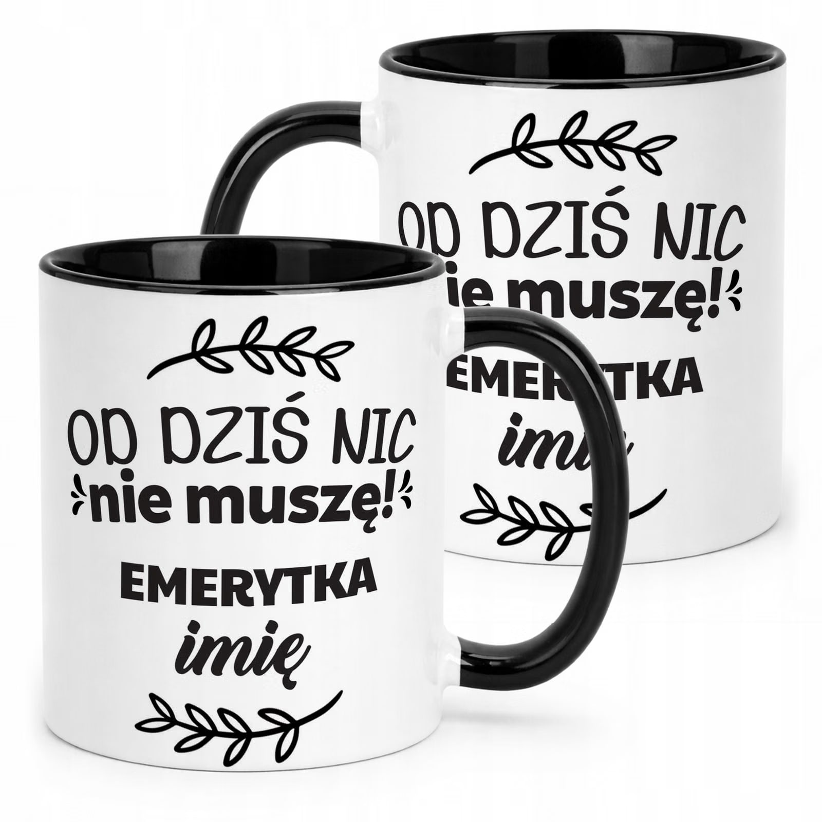 Kubek Czarny Personalizowany z okazji Emerytury Dla Emerytki Prezent