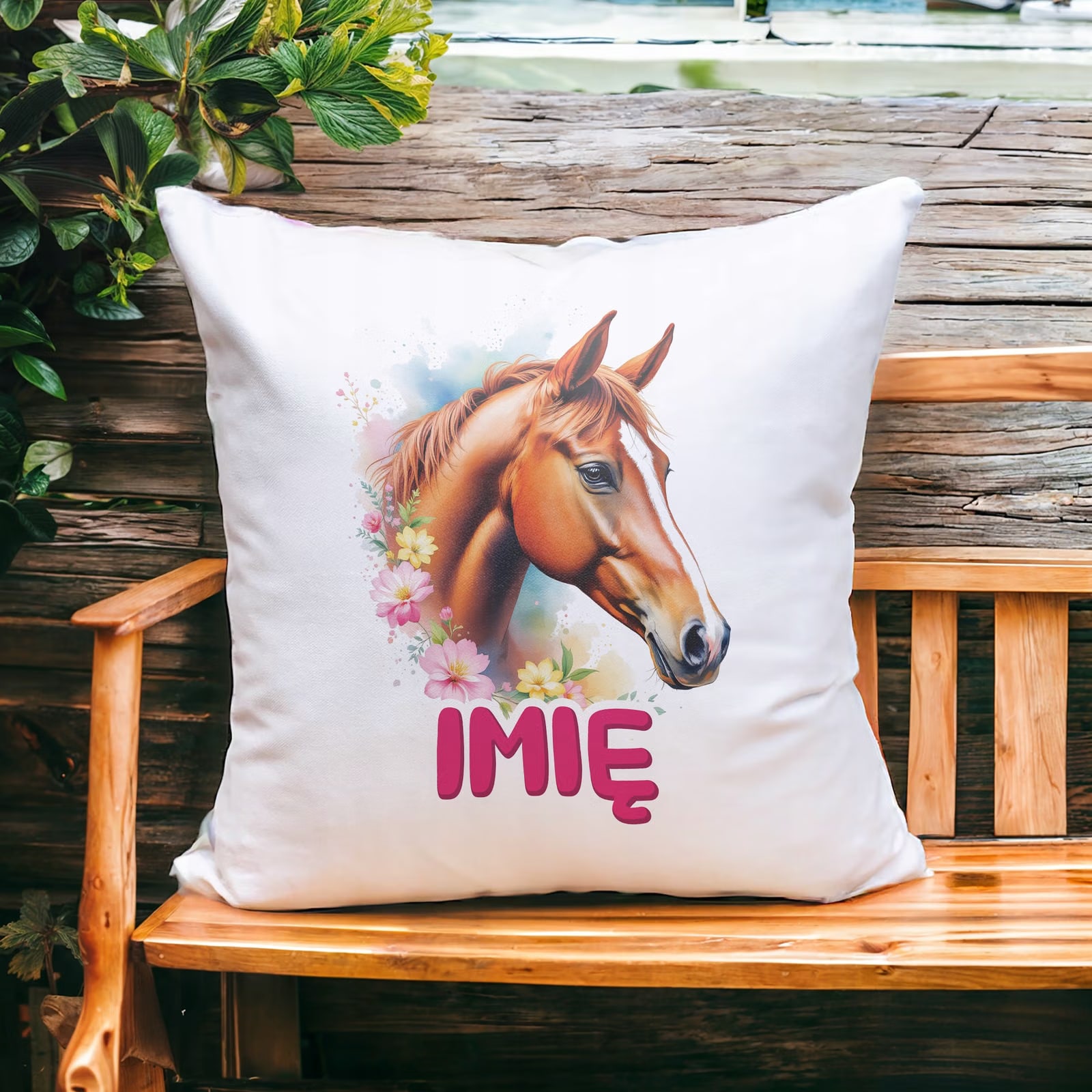 Poduszka 38x38cm Personalizowana Z Koniem Koń Słodki Dla Dzieci