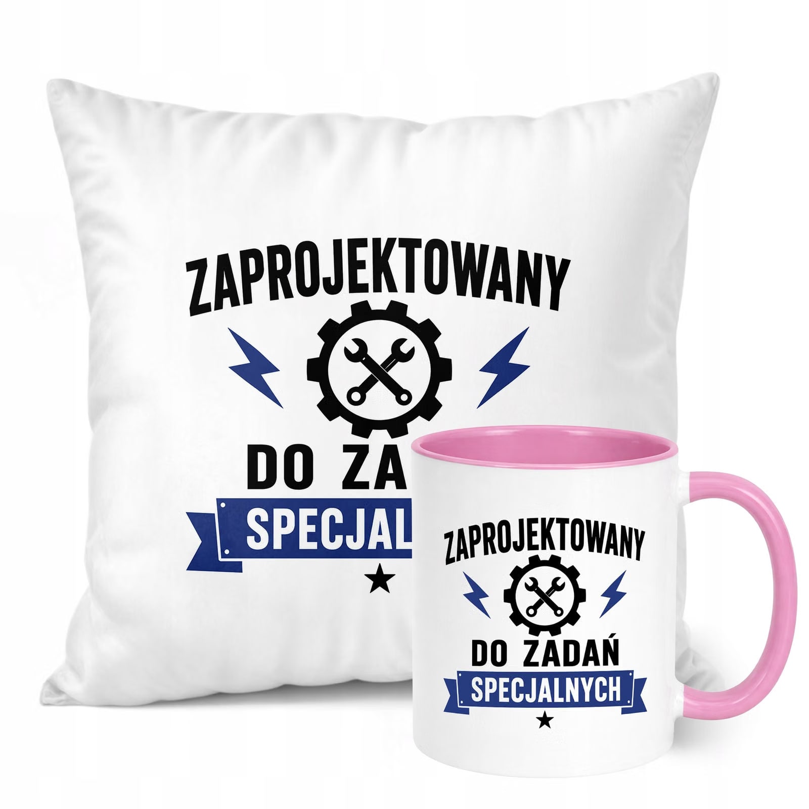 Zestaw Kubek Różowy Poduszka Dzień Chłopaka Z Nadrukiem Prezent