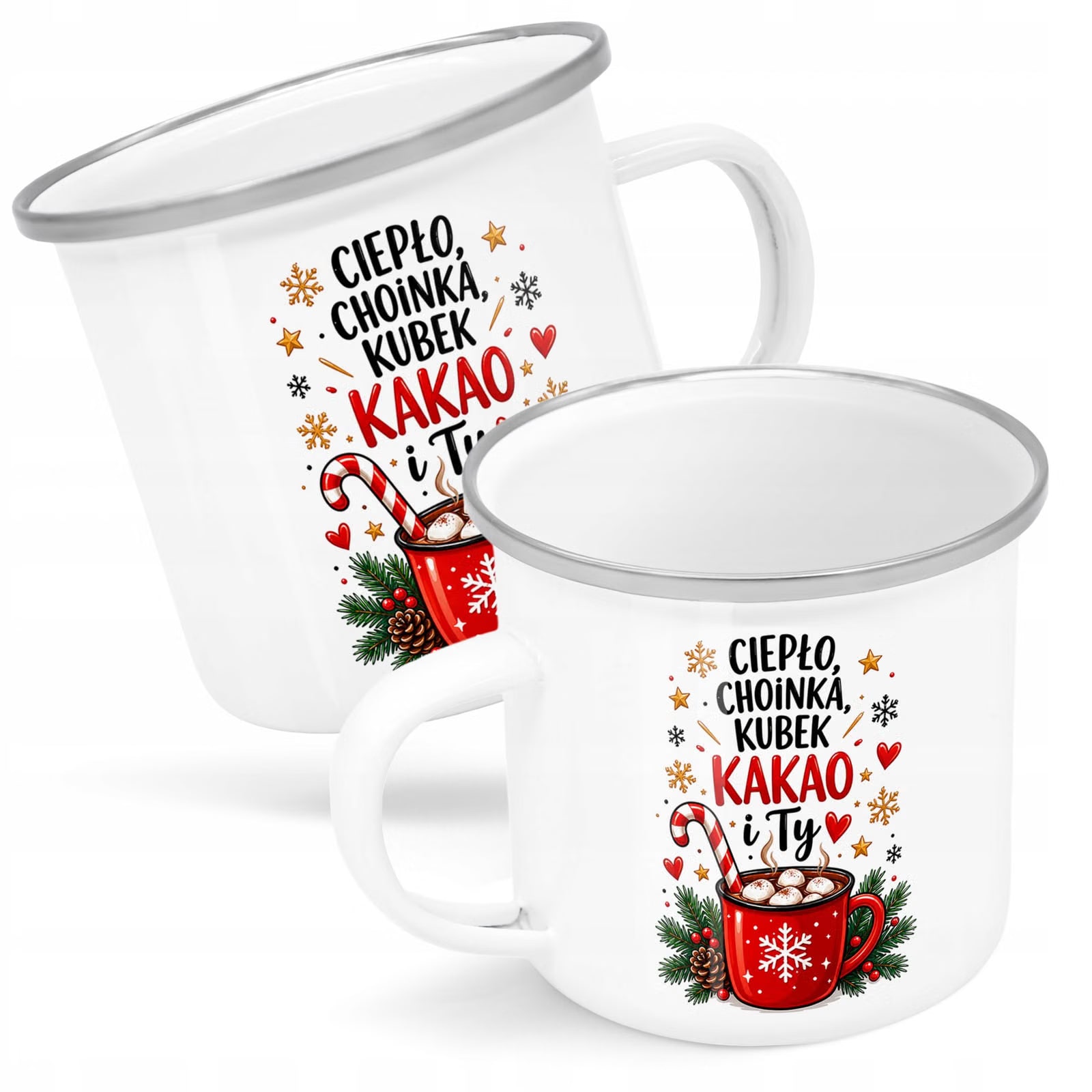 Kubek Emaliowany Boże Narodzenie Mikołajki Święta Kakao Prezent