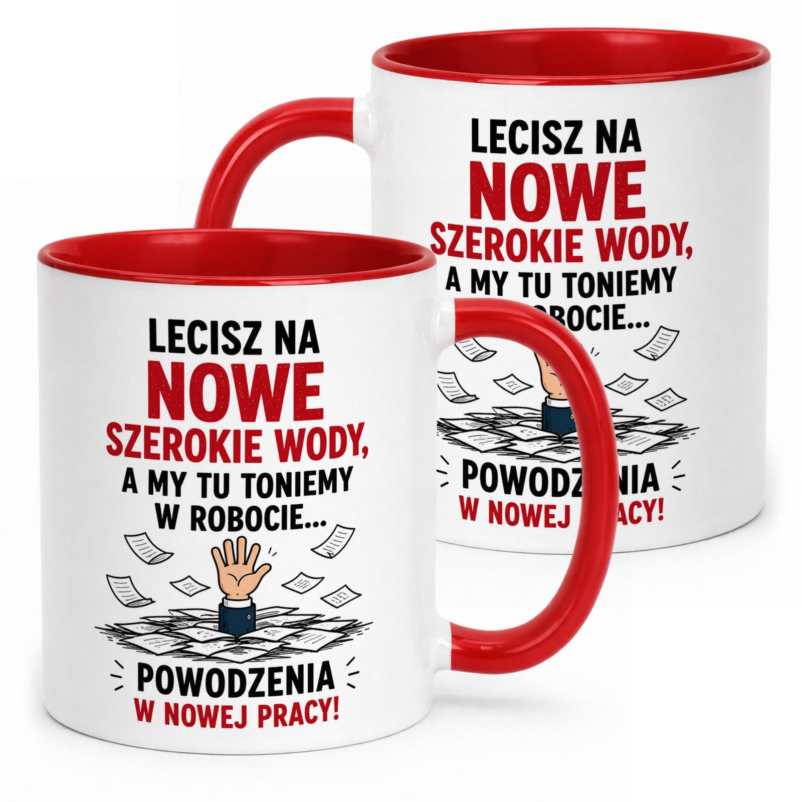 Kubek Czerwony z nadrukiem Pożegnanie Odejście z Pracy Upominek Prezent