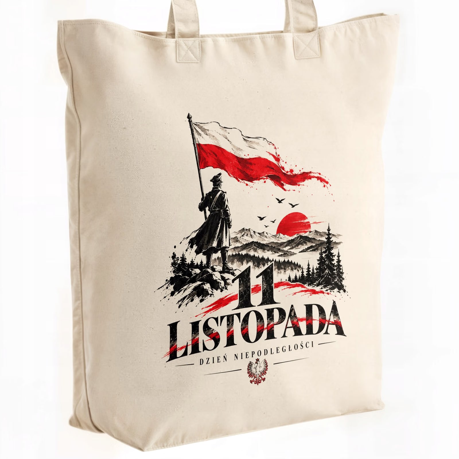 Torba shopper ecru premium patriotyczna święto niepodległości z nadrukiem