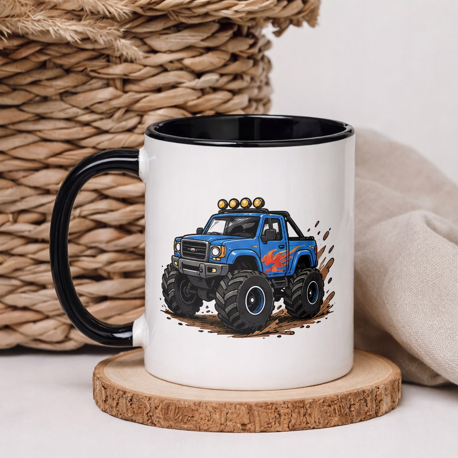 Kubek Czarny z nadrukiem Monster Truck Dla Dzieci Prezent Upominek
