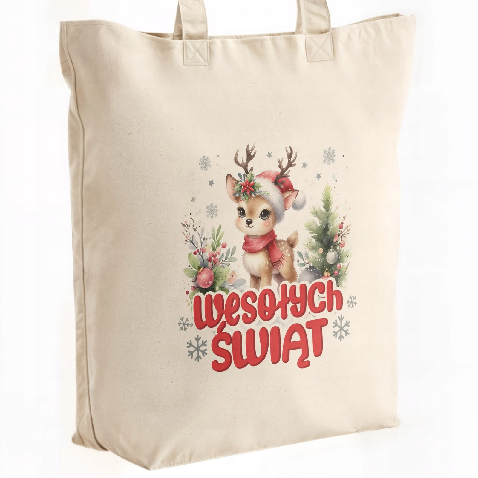 Torba shopper bawełniana premium święta boże narodzenie z nadrukiem