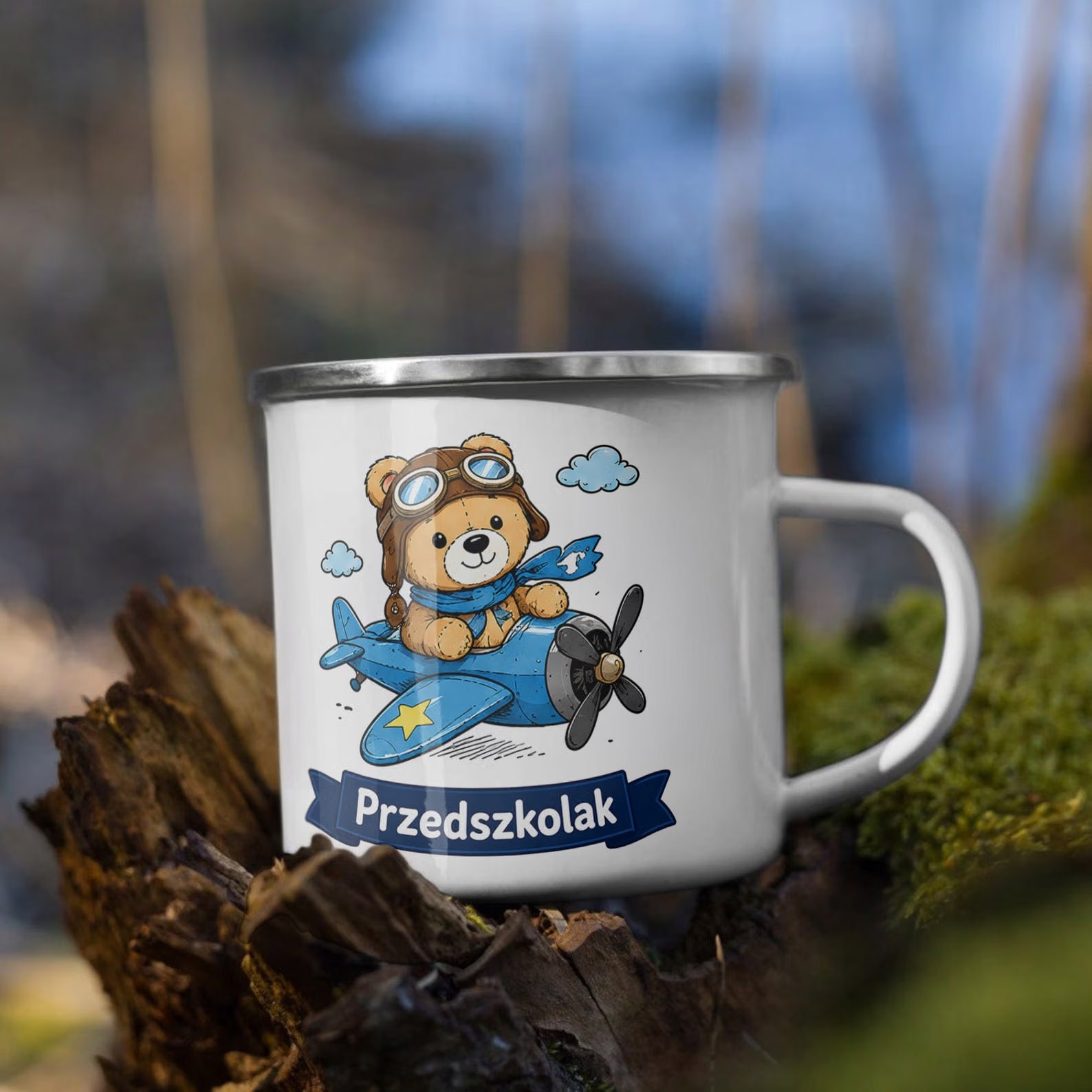 Zestaw Kubek Emaliowany Poduszka Z Nadrukiem Przedszkolak Szkoła Prezent