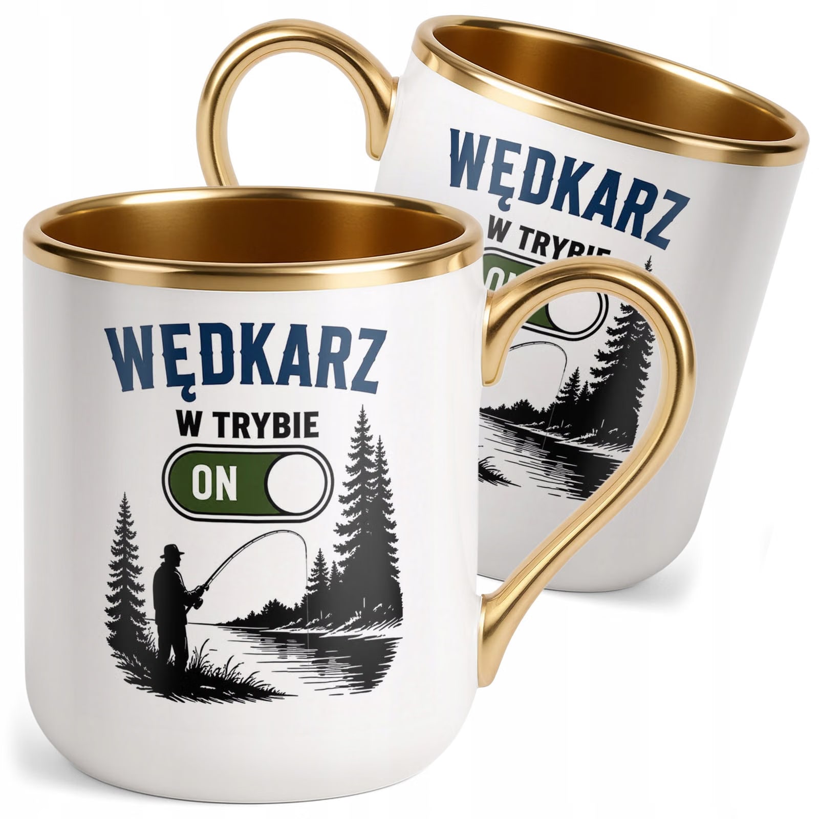 Kubek z nadrukiem Premium Złoty Dla Wędkarza Rybaka Prezent