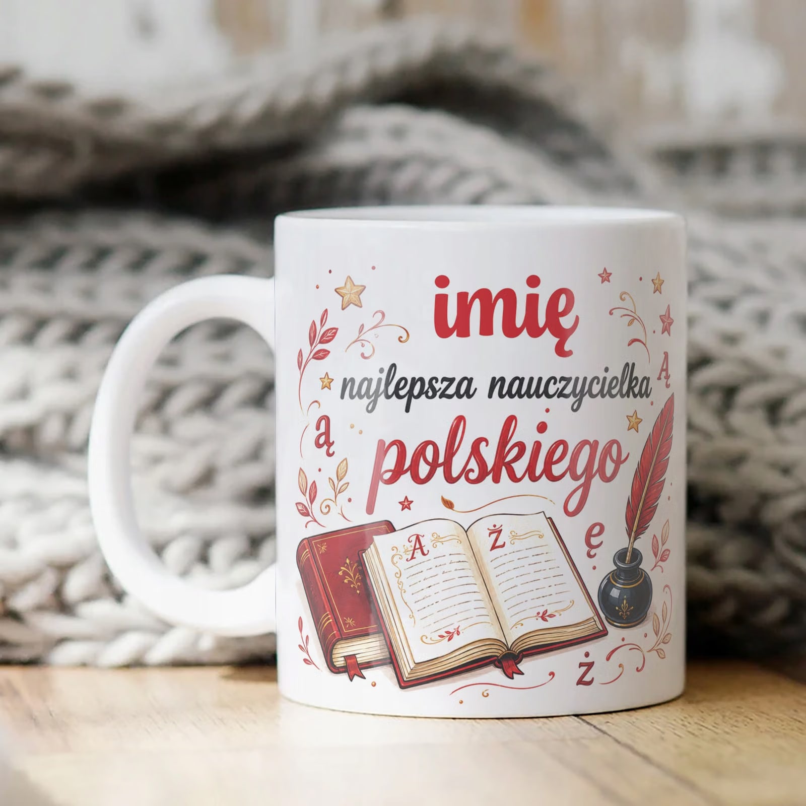 Kubek z Imieniem Dzień Nauczyciela Zakończenie Roku Język Polski Prezent