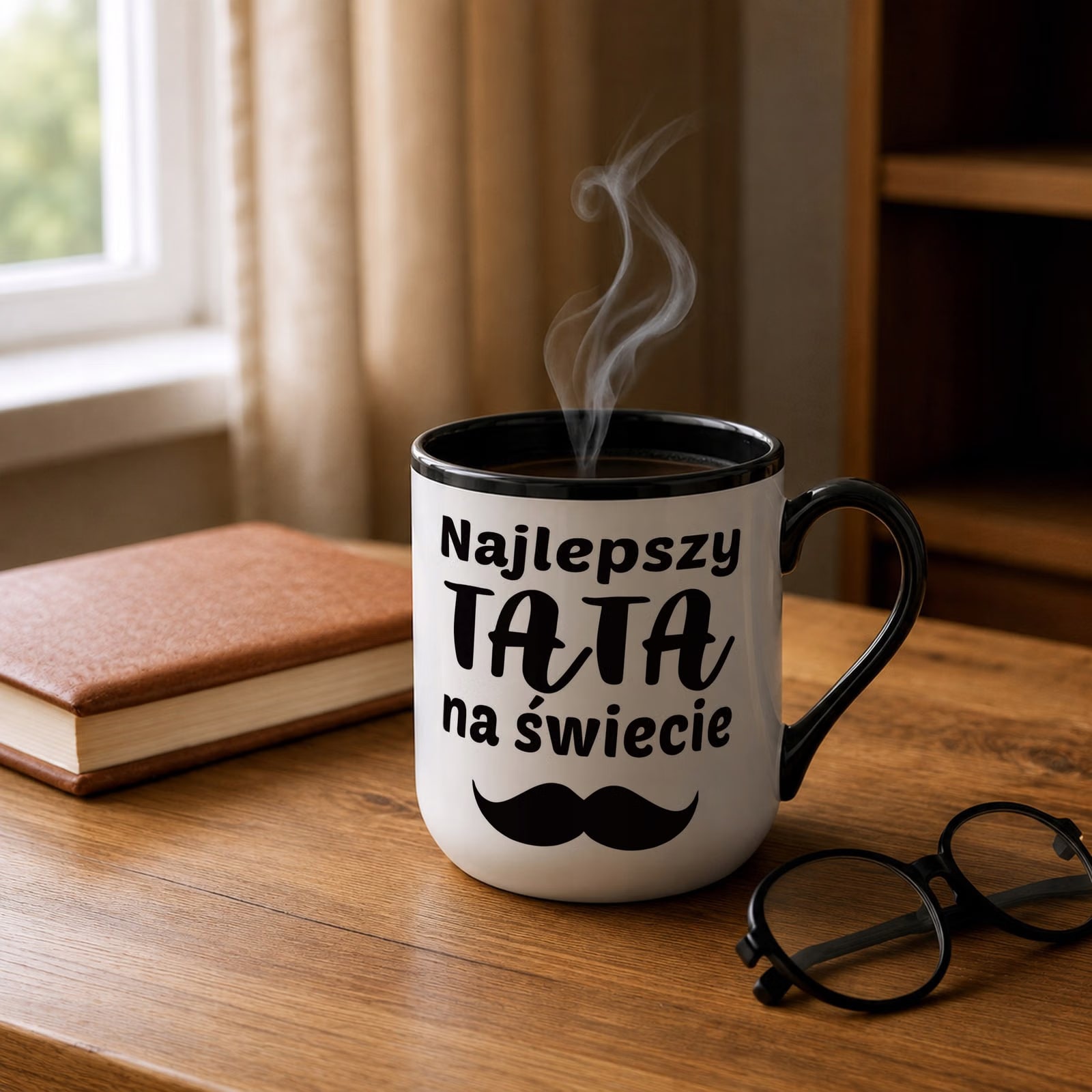 Kubek z nadrukiem Premium Czarny Dla Taty Dzień Ojca Upominek Prezent