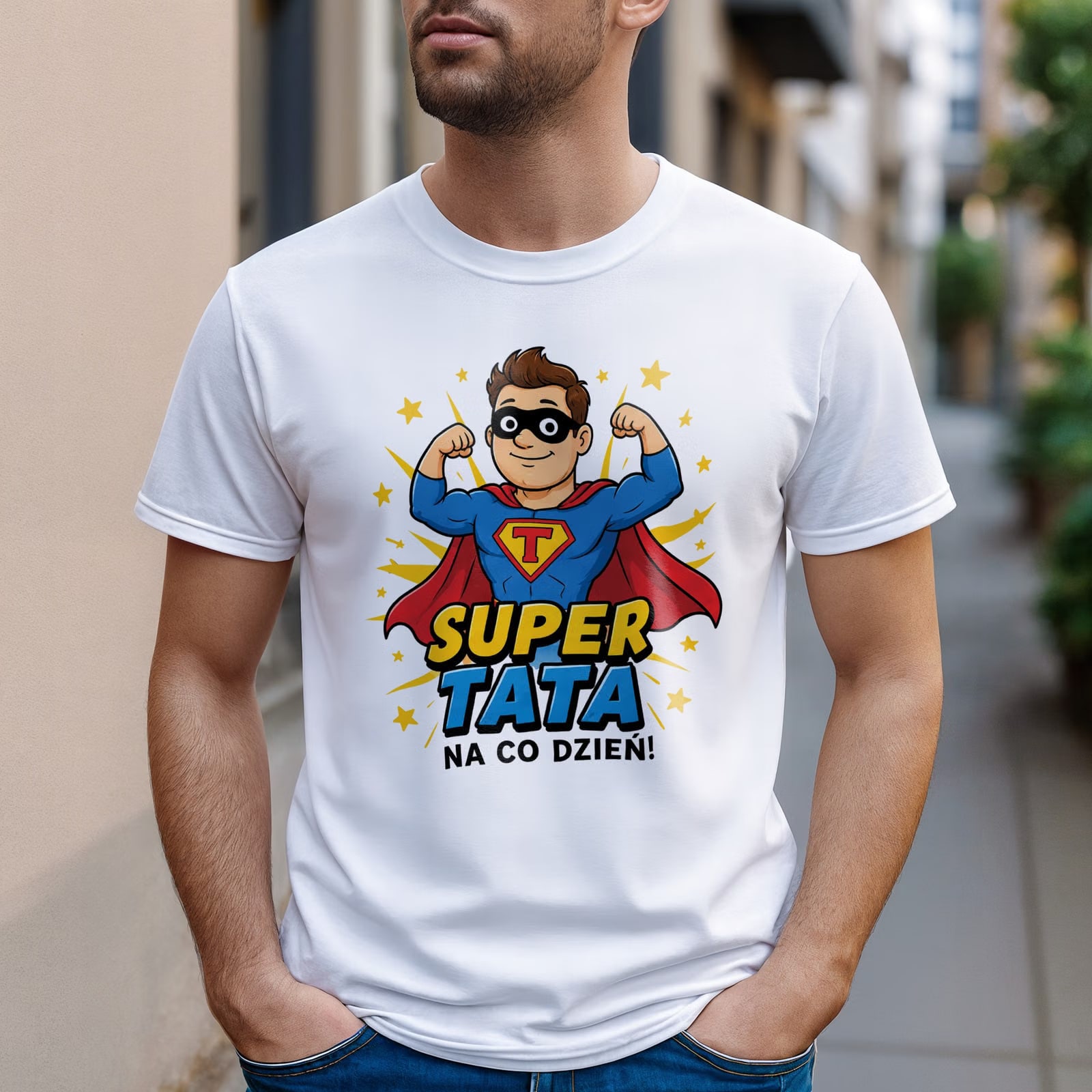 Koszulka biała męska upominek dla taty prezent na Dzień Ojca r. 3XL