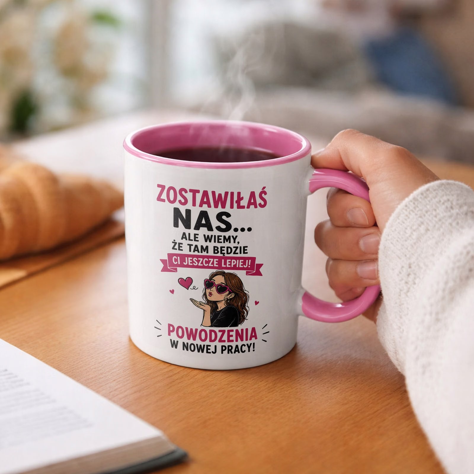 Kubek Różowy z nadrukiem Pożegnanie Odejście z Pracy Dla Koleżanki