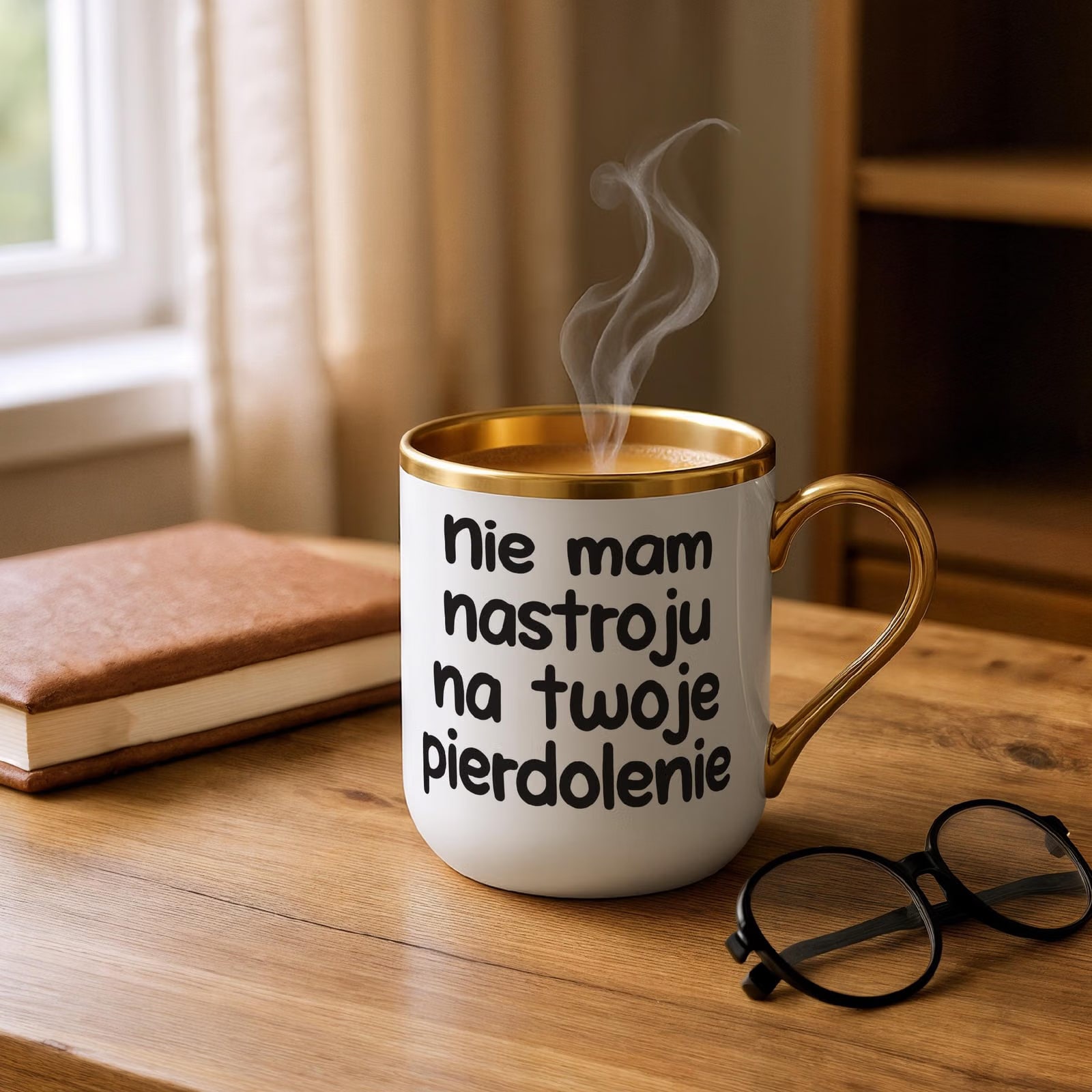 Kubek Premium Złoty Nie Mam Nastroju Na Twoje Pie***lenie Zabawny Prezent