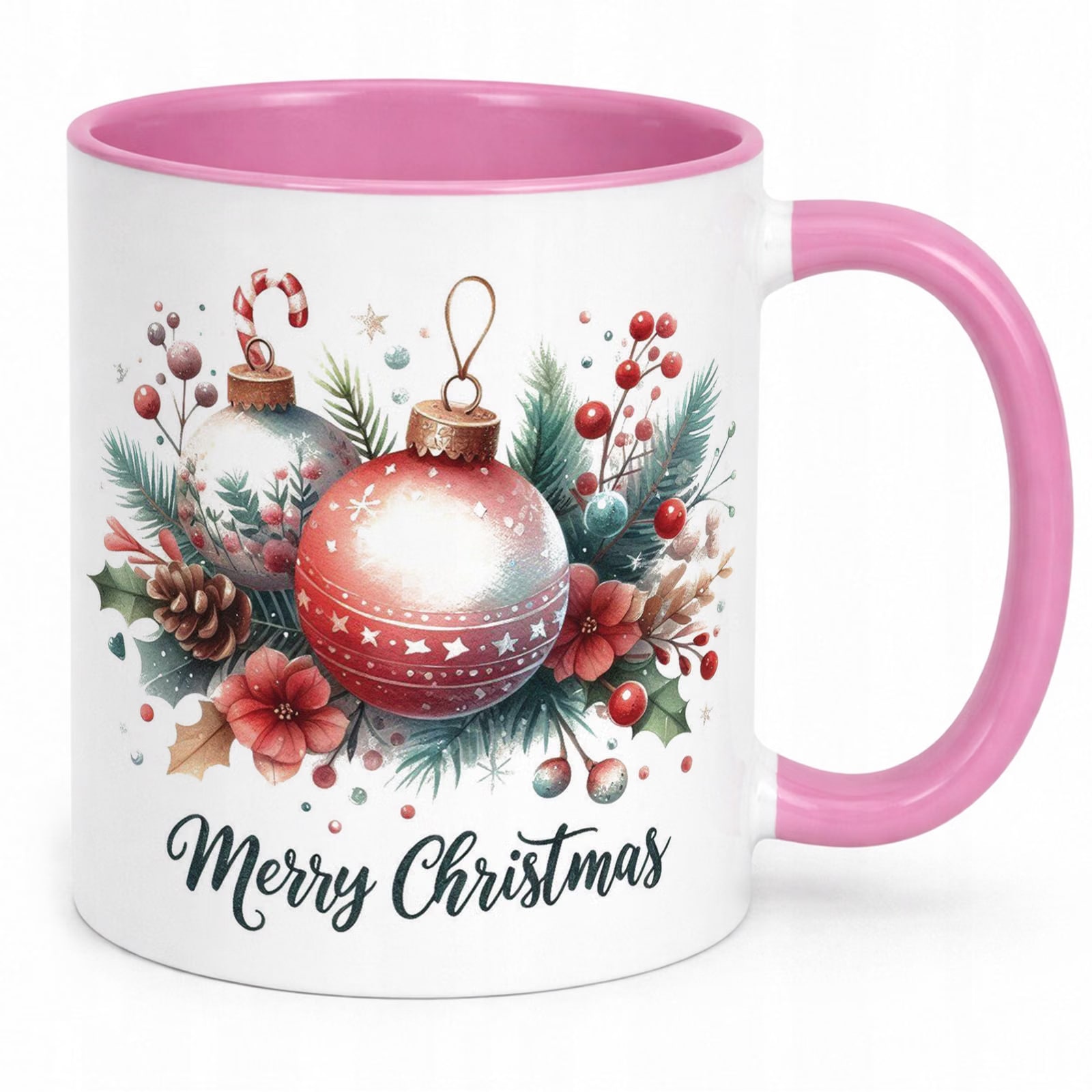 Kubek Różowy z Nadrukiem Boże Narodzenie Mikołajki Merry Christmas Prezent