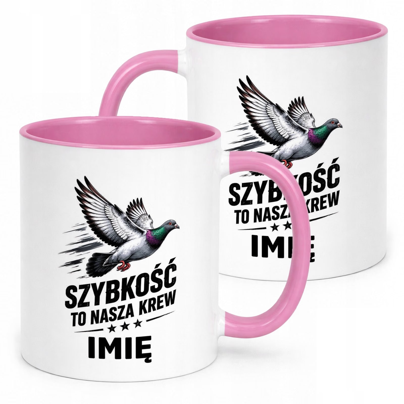 Różowy Kubek Personalizowany z nadrukiem Dla Gołębiarza Upominek Prezent